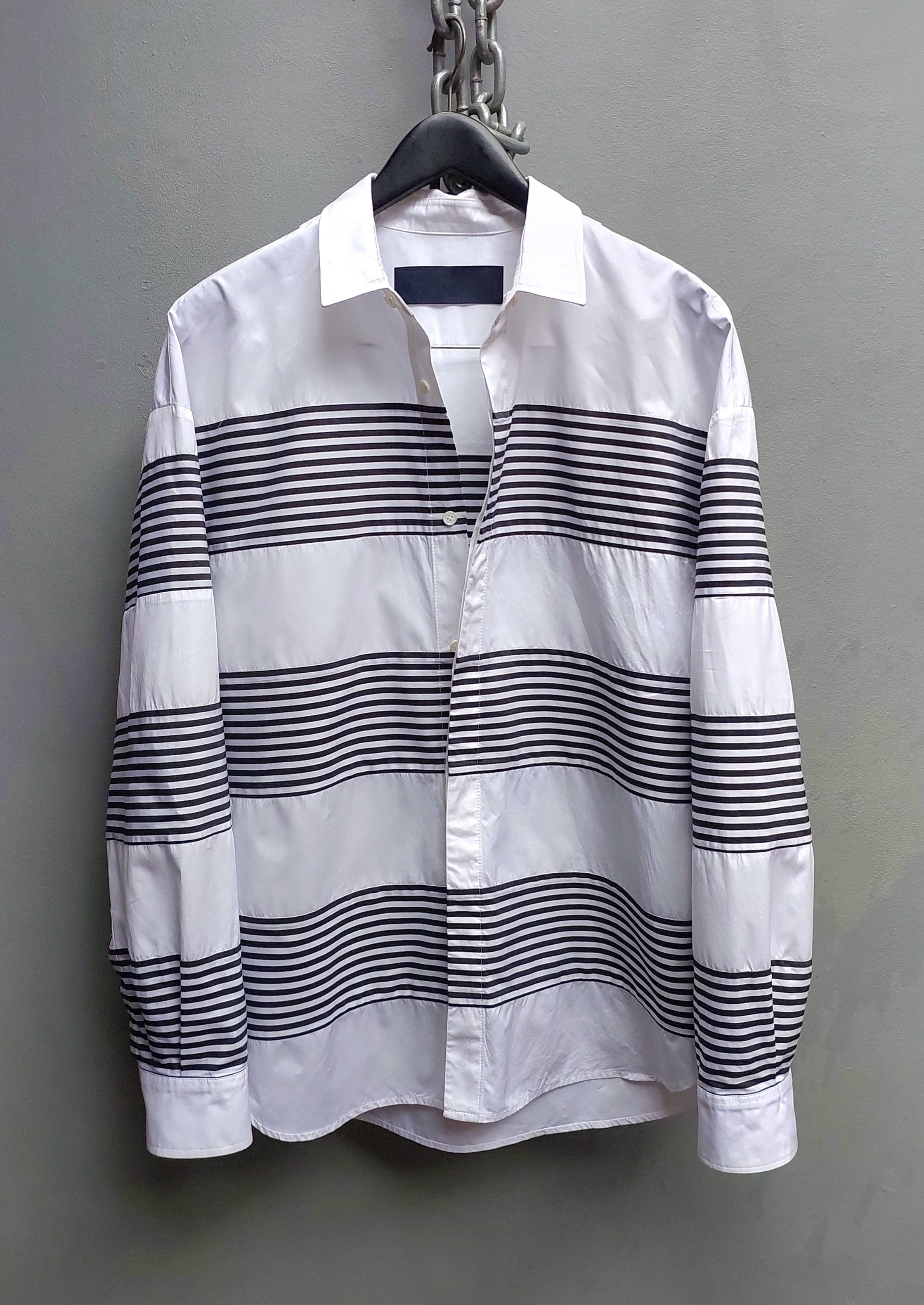 Juun.J Juun J Striped Panel Button-Down Shirt Size US S / EU 44-46 / 1 - 3 Thumbnail