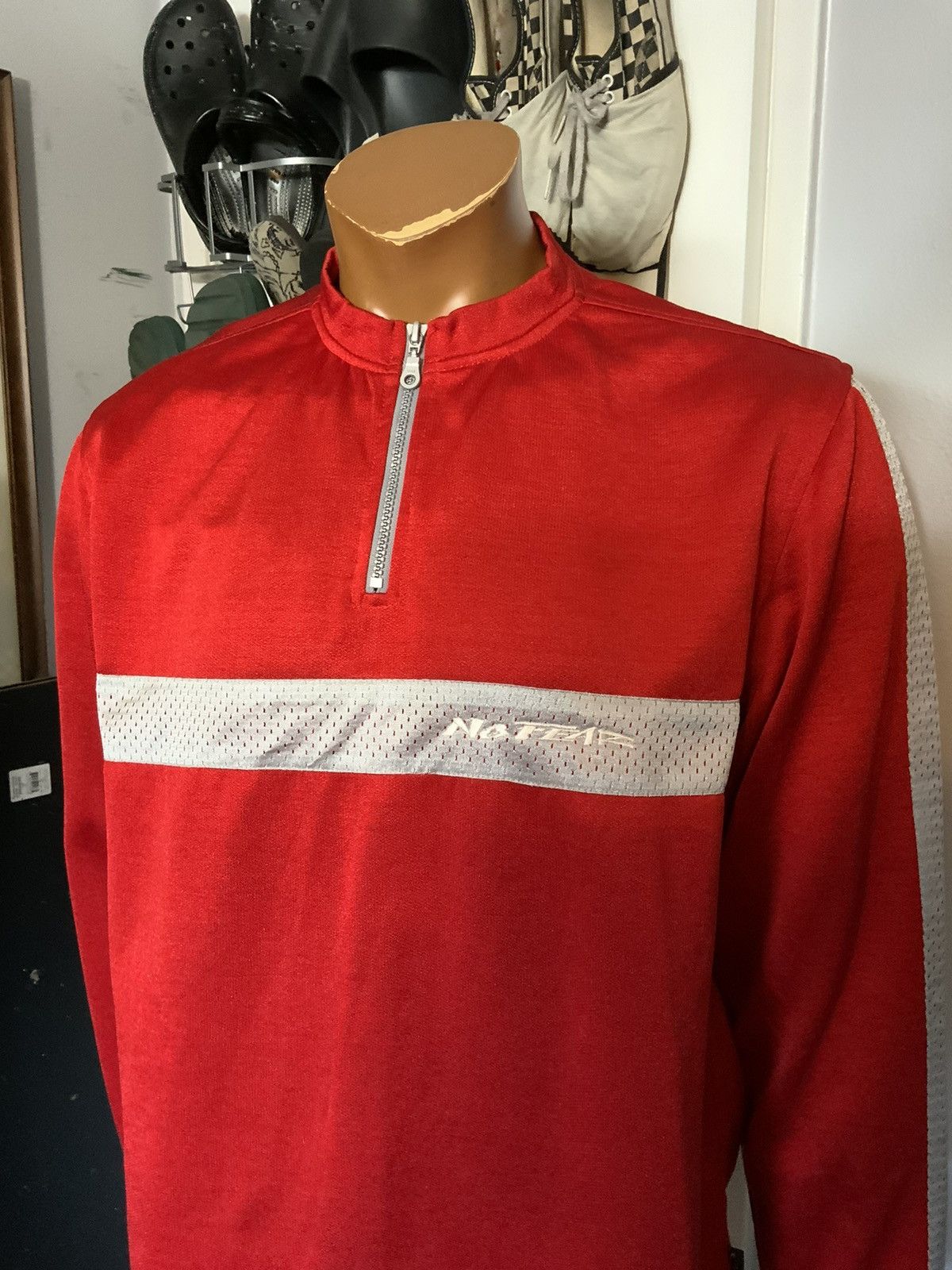 No Fear × Vintage Vintage No Fear Red 1/4 Zip Motocross BMX Racing Jersey Size US XL / EU 56 / 4 - 8 Thumbnail