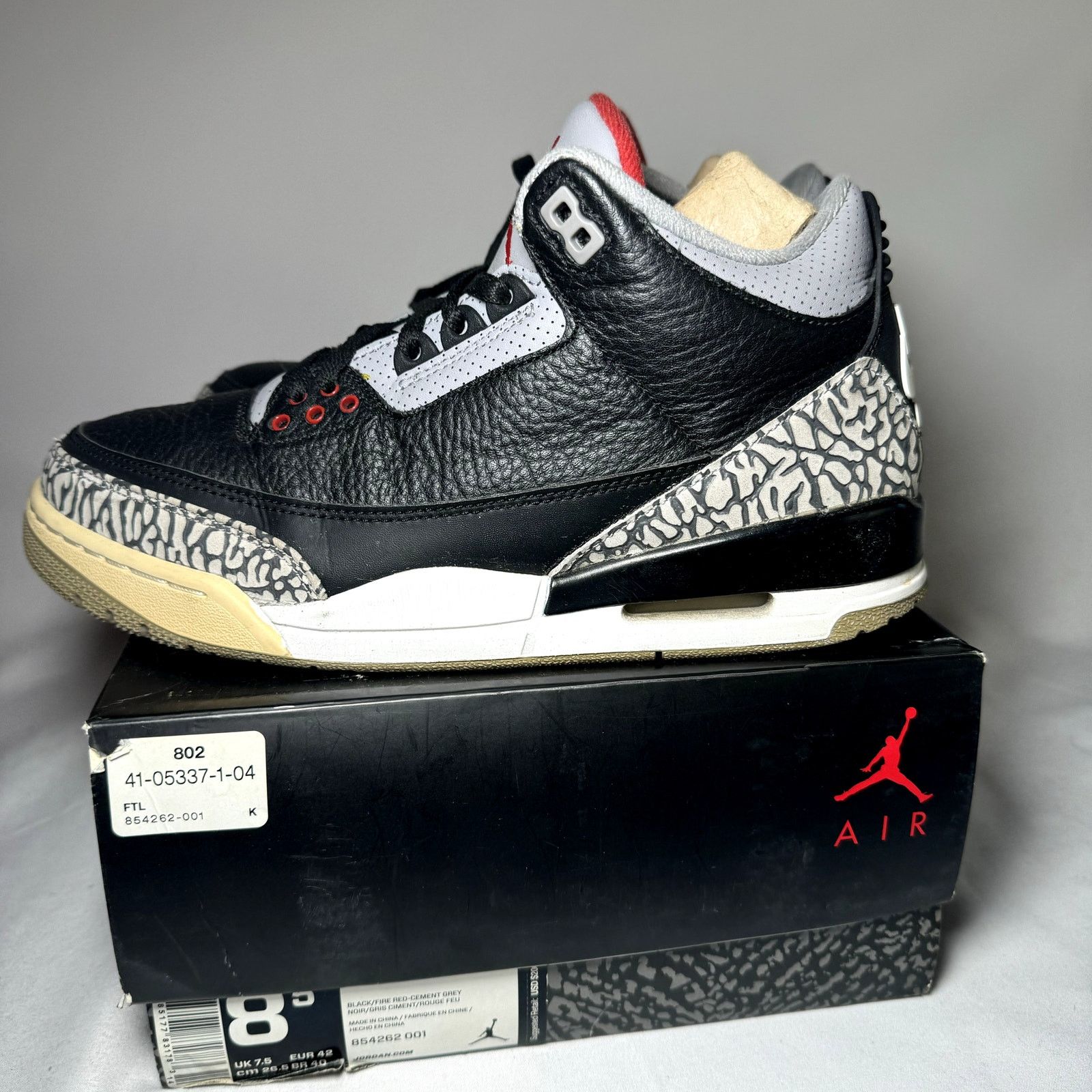 Jordan Brand × Nike Size 8.5 - Nike Air Jordan 3 Retro OG Black Cement 2018 Size US 8.5 / EU 41-42 - 8 Thumbnail