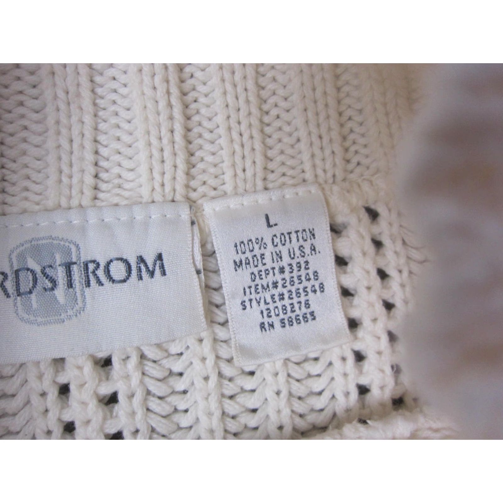 Nordstrom Nordstrom Sweater Womens L Creme Cotton Knit Mock Neck Pullover Casual Solid Winter Fall Style Classic Womens Size L / US 10 / IT 46 - 4 Thumbnail