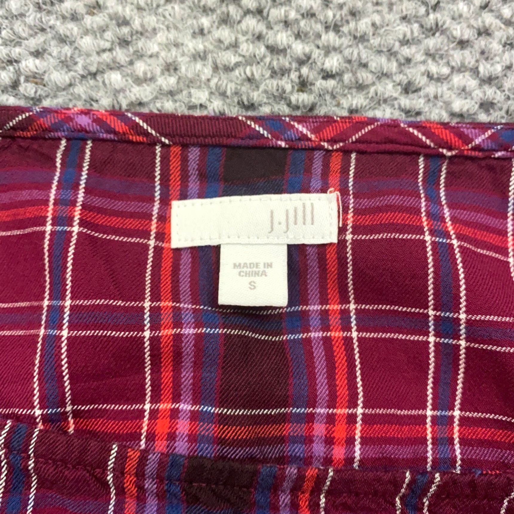 J. Jill J Jill Shirt Women Blouse Tunic 3/4 Sleeve Red Plaid Pocket Rayon S Womens Size S / US 4 / IT 40 - 4 Thumbnail