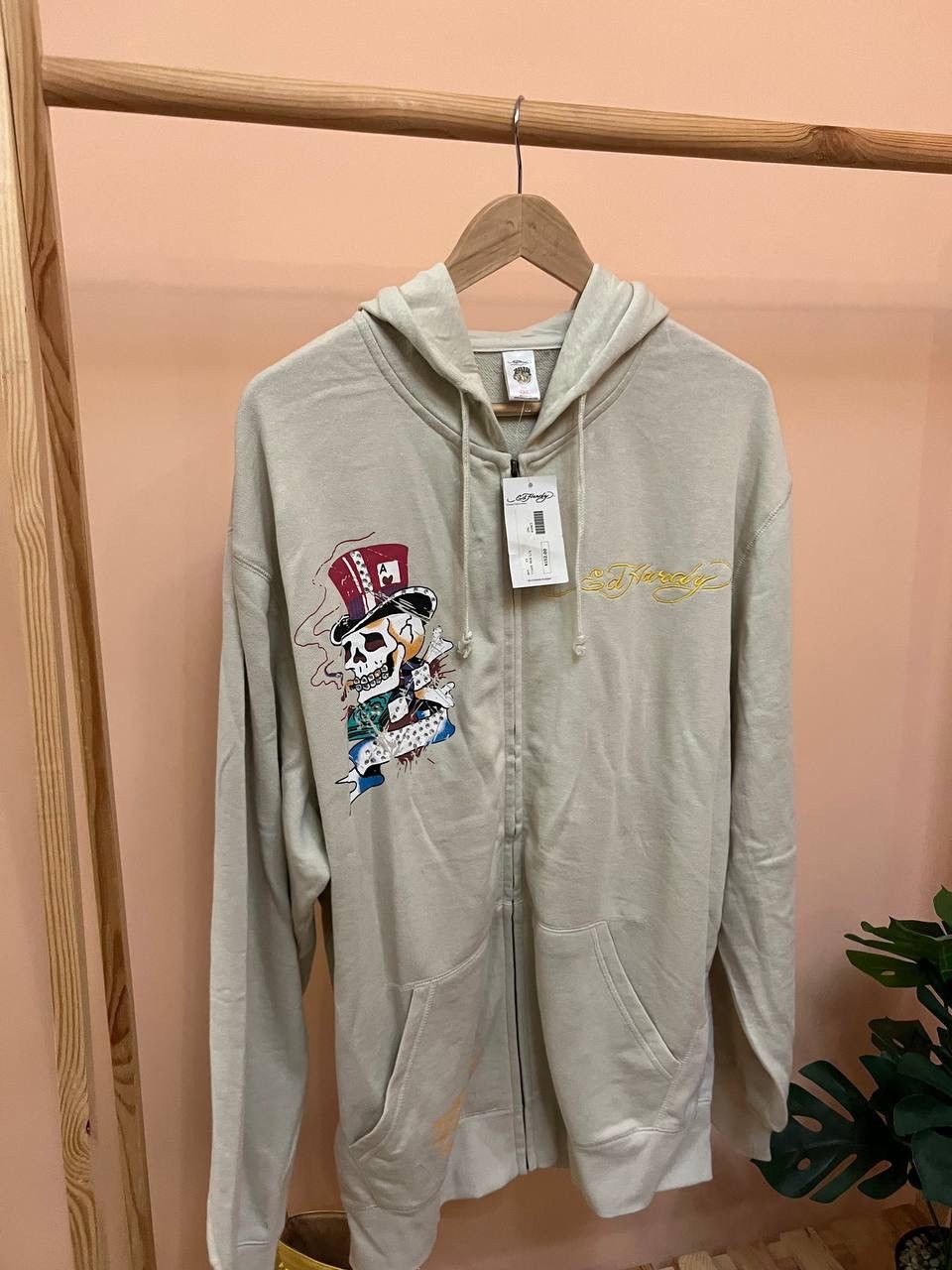 Christian Audigier × Ed Hardy NEW! Ed Hardy Sculls ZIP UP HOODIE VINTAGE Patches audiger Size US XXL / EU 58 / 5 - 8 Thumbnail