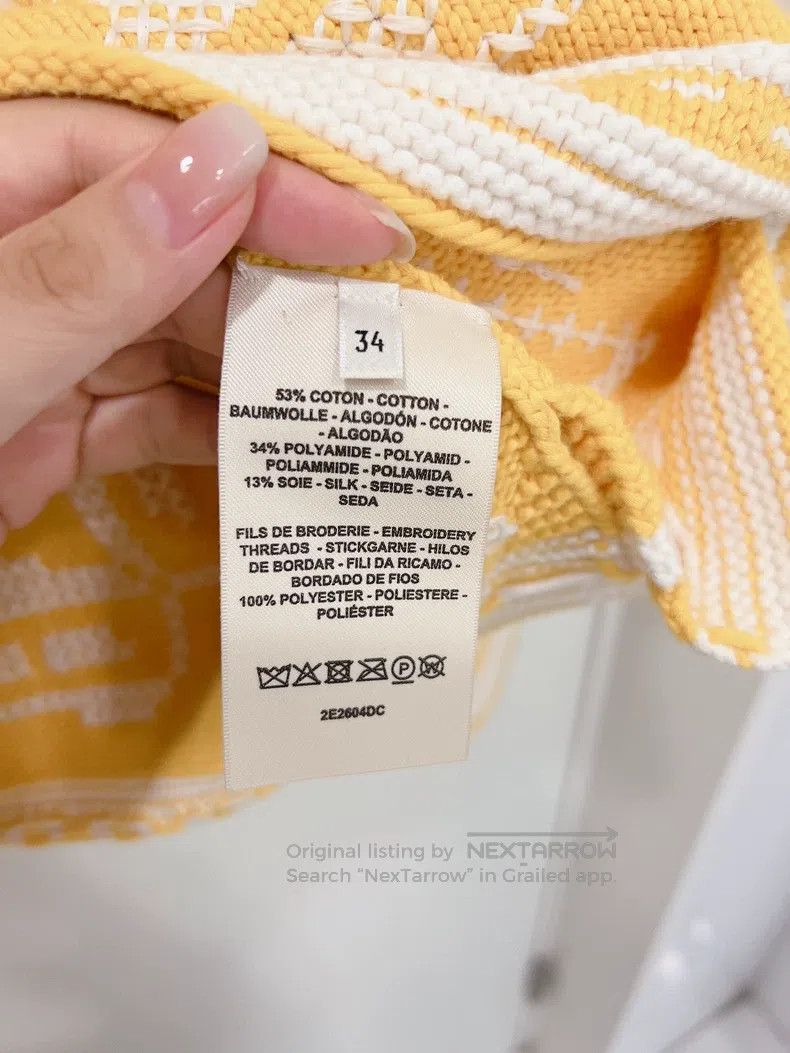 Hermes Hermes Yellow and White Mixed Colorwork Sweater Size XXS / US 00 / IT 34 - 8 Thumbnail