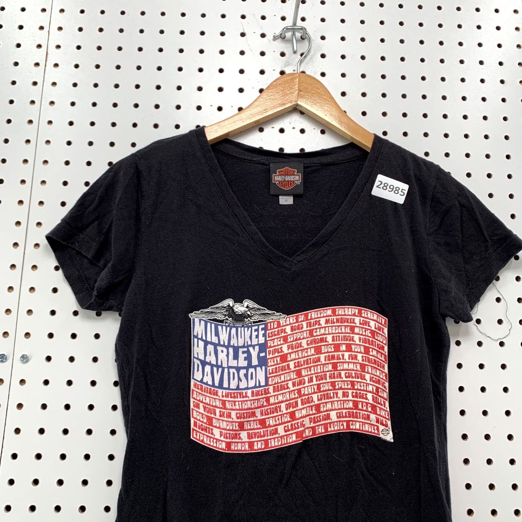 Harley Davidson Harley-Davidson Motorcycle Womens M Top Black USA Flag V-Neck T-Shirt Size M / US 6-8 / IT 42-44 - 3 Thumbnail