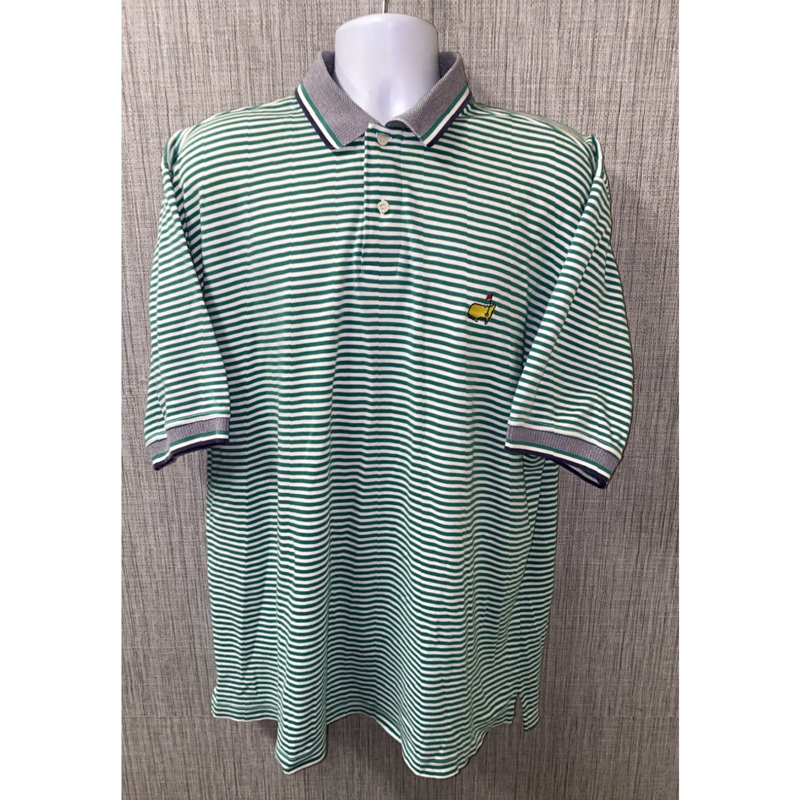 Vintage Slazenger Polo Shirt Mens Green/White Striped Augusta National Size XL Size US XL / EU 56 / 4 - 2 Thumbnail