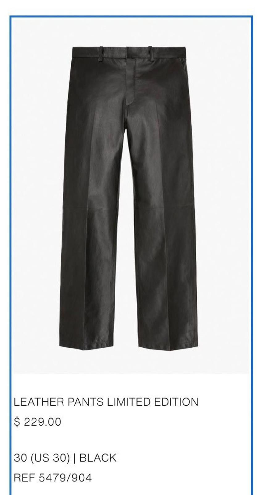 Zara NWT $229 ZARA 100% Leather Black Limited Edition Sz 30 Size US 30 / EU 46 - 2 Thumbnail