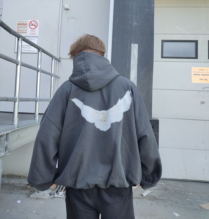 Gap Yeezy Gap Balenciaga dove black shrunken hoodie | Grailed