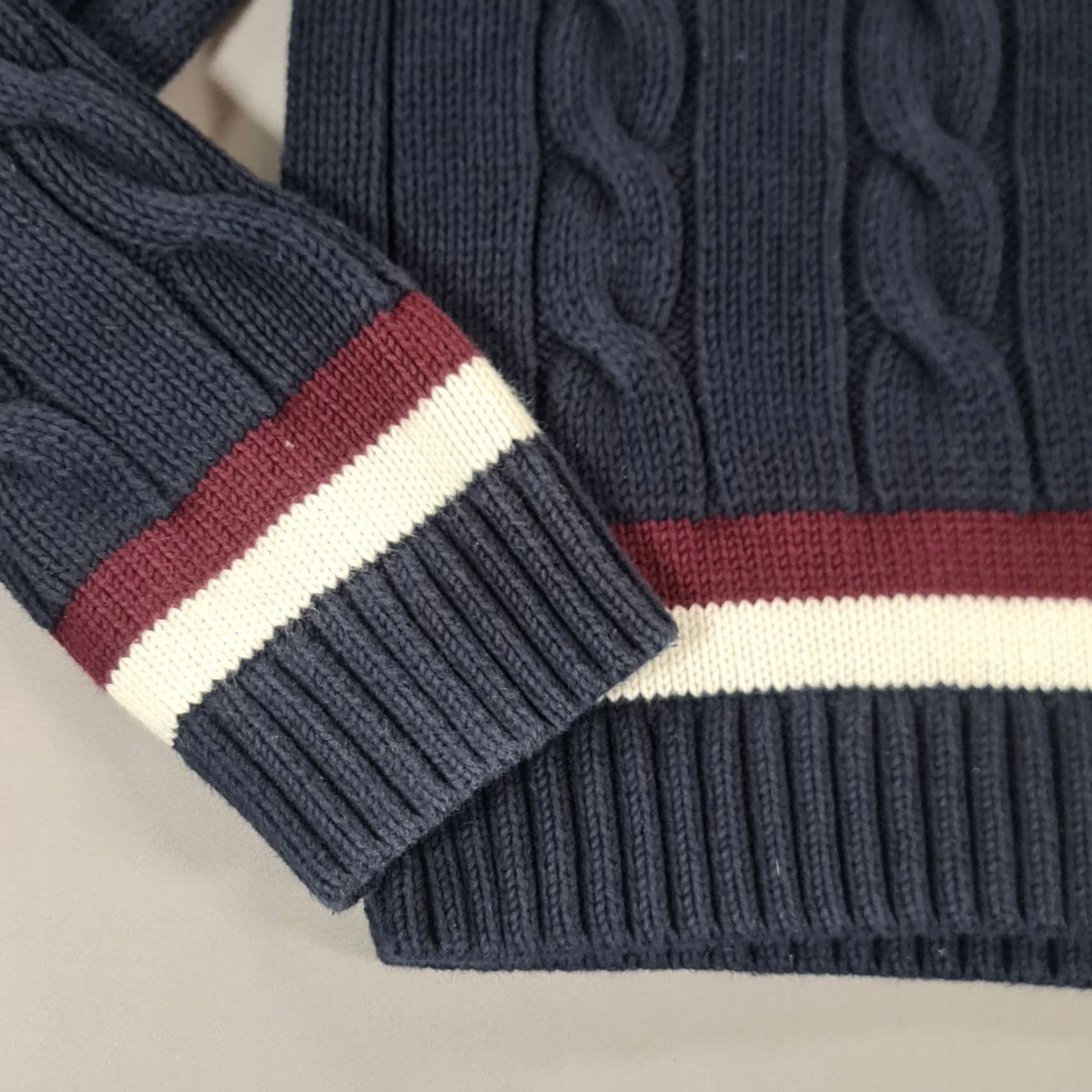 Polo Ralph Lauren Polo Ralph Lauren Jumper Womens XL Navy Blue Cable Knit V-Neck 100% Cotton Preppy 90s Classic Pullover Mens Womens Girls Size XL / US 12-14 / IT 48-50 - 4 Thumbnail
