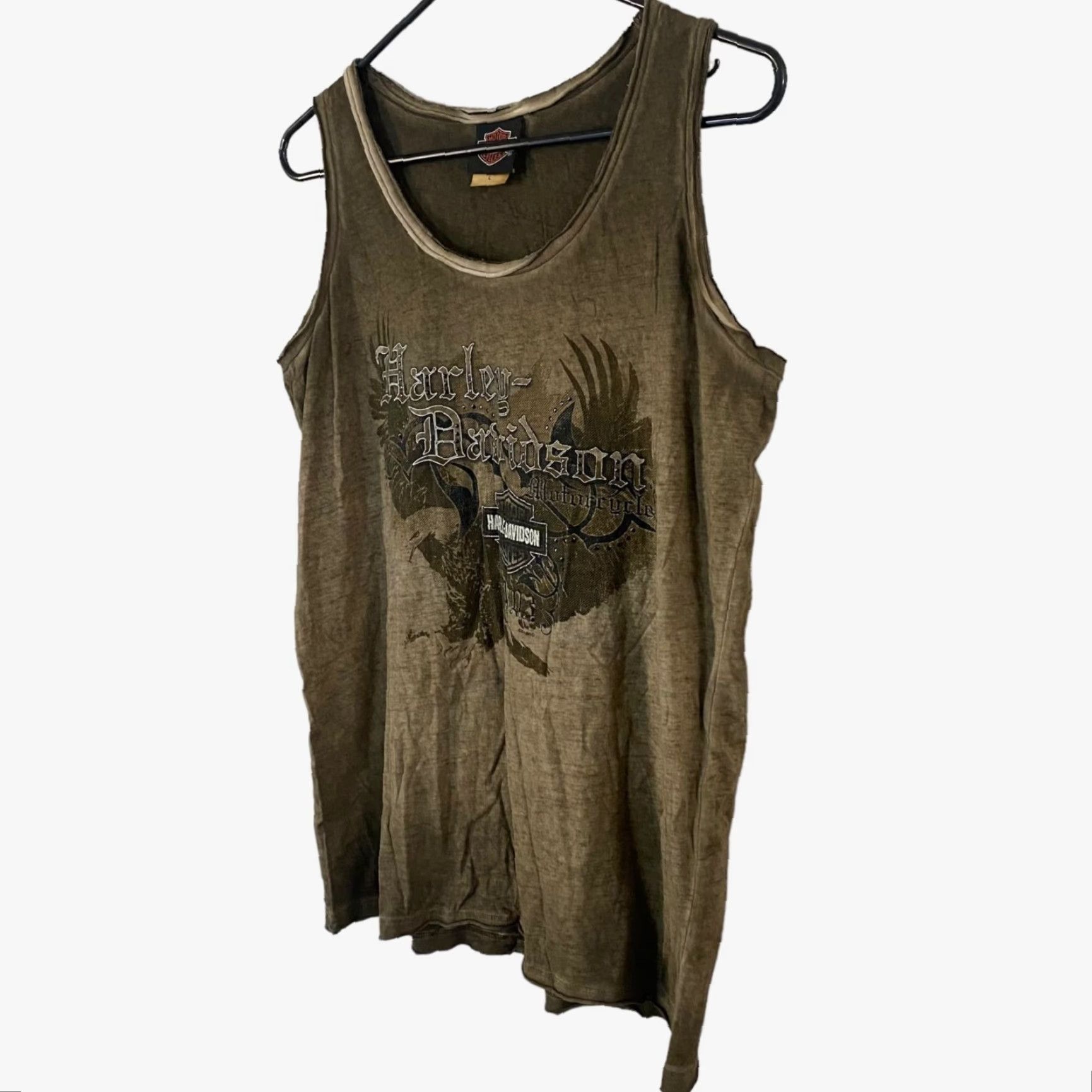 Harley Davidson Harley Davidson Distressed Tank Top Womens Large Brown Sleeveless Studded Size L / US 10 / IT 46 - 3 Thumbnail