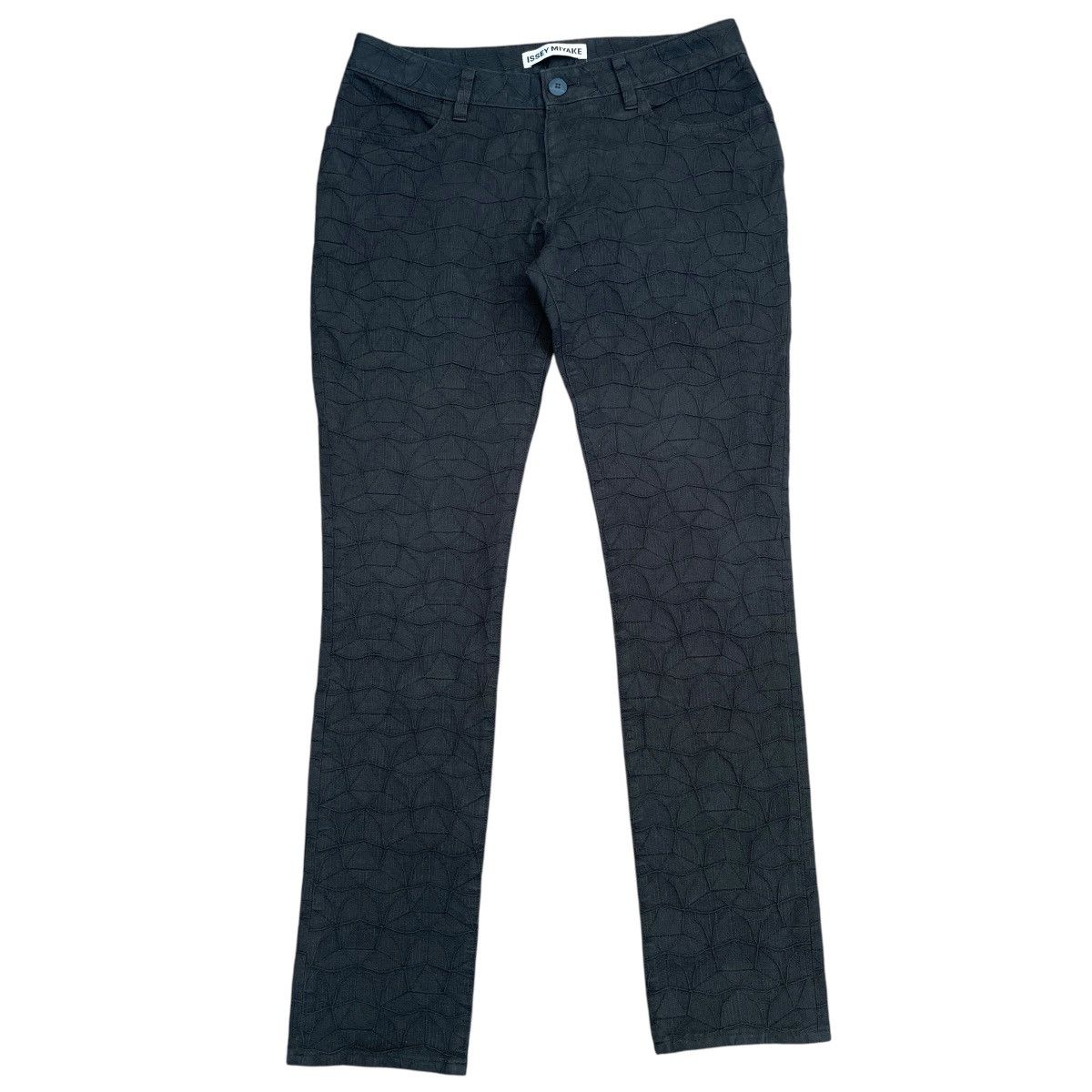 Issey Miyake × Vintage Issey Miyake - Geometric Jacquard Pants Black Size 29" - 1 Thumbnail