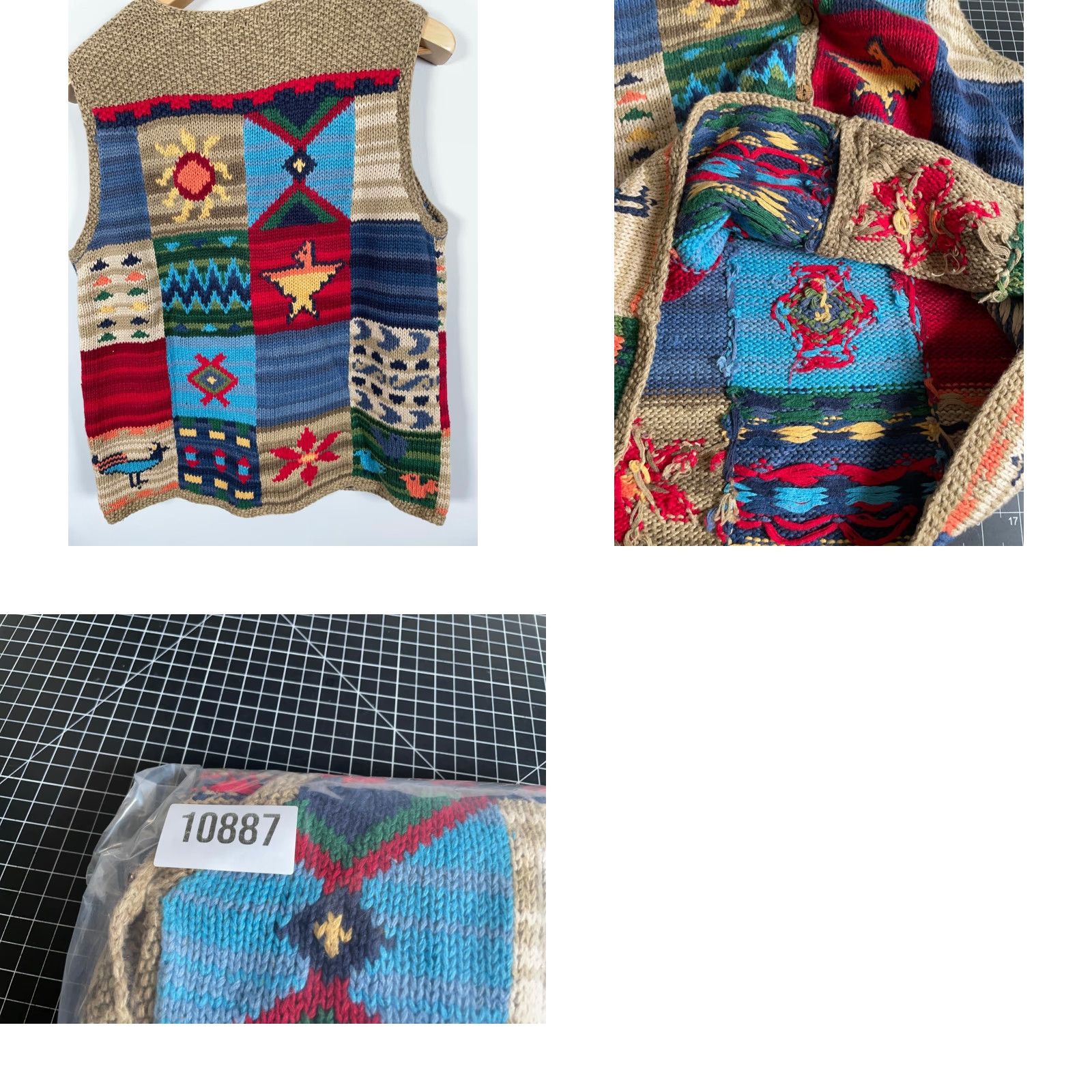 Vintage VINTAGE Northern Isles Patchwork Sweater Vest Women's Large Tribal Aztec Southwestern Shirt Vest Beige 90s Retro Knit Geometric Patchwork Size L / US 10 / IT 46 - 9 Thumbnail