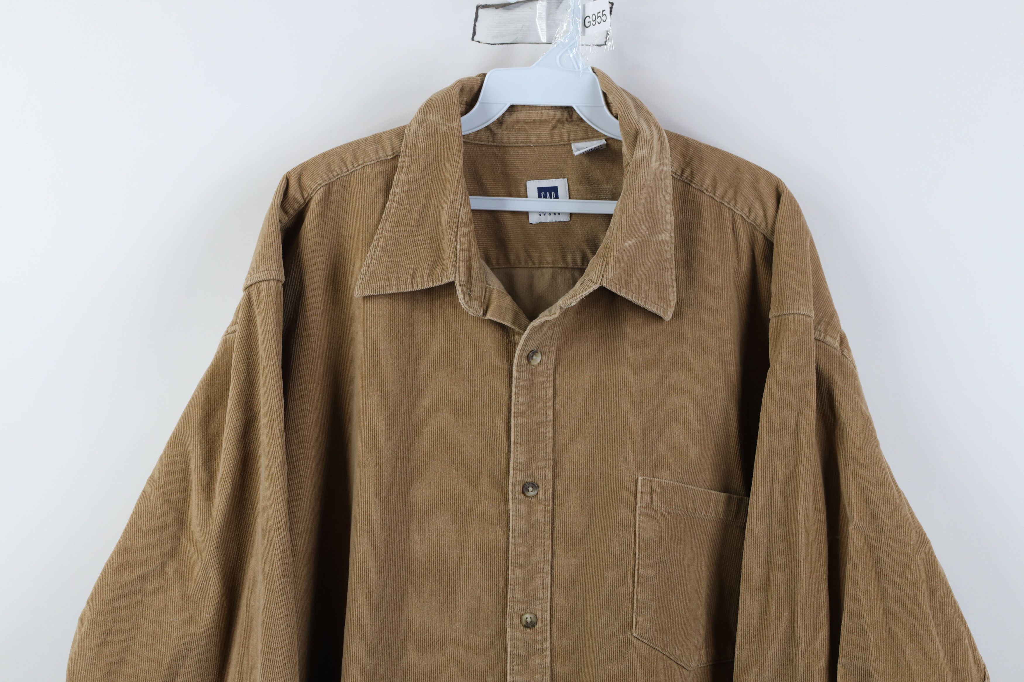 Gap Vintage 90s Y2K Gap Corduroy Collared Button Shirt Beige Tan Size US XXL / EU 58 / 5 - 2 Thumbnail