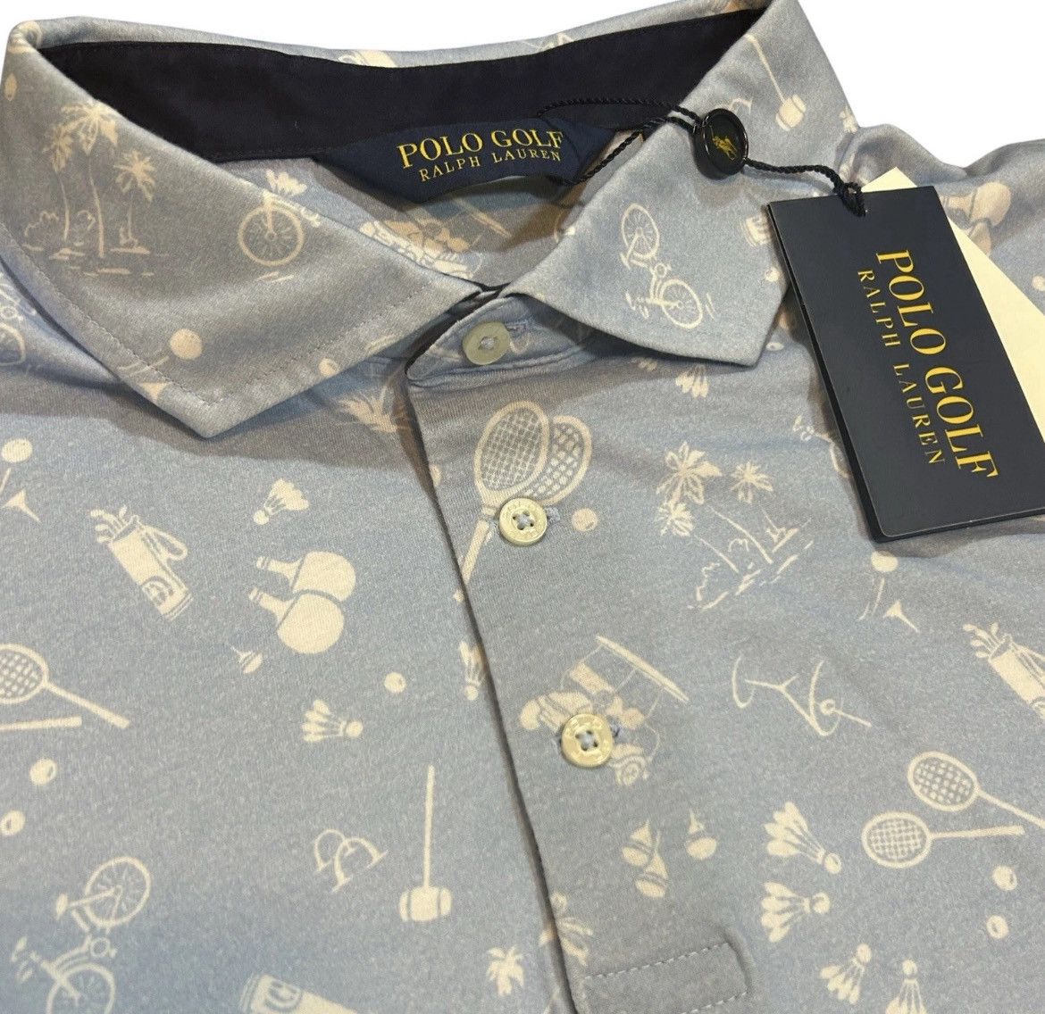 Polo Ralph Lauren Polo Golf Ralph Lauren Light Blue Ping Pong Golf Print Polo Size US XXL / EU 58 / 5 - 2 Thumbnail