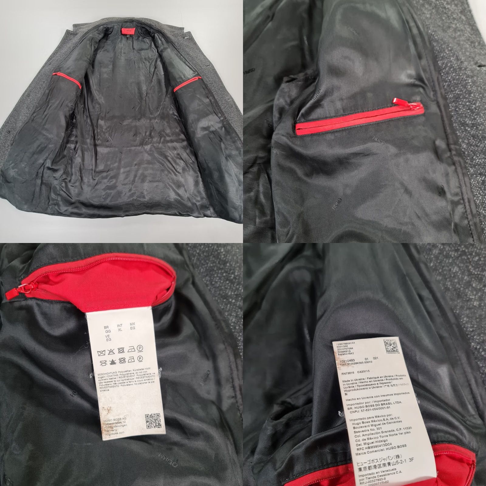Hugo Boss HUGO BOSS Coat Mens Overcoat Long Wool Blend Single Breasted Grey XL Button Pockets Classic Vintage: No Womens Mens? Size US XL / EU 56 / 4 - 8 Thumbnail