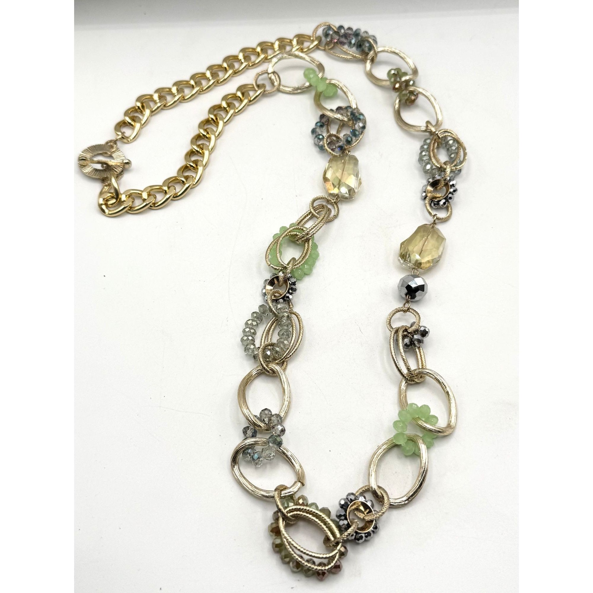 Vintage Beaded crystal chain beaded long necklace Size ONE SIZE - 2 Thumbnail