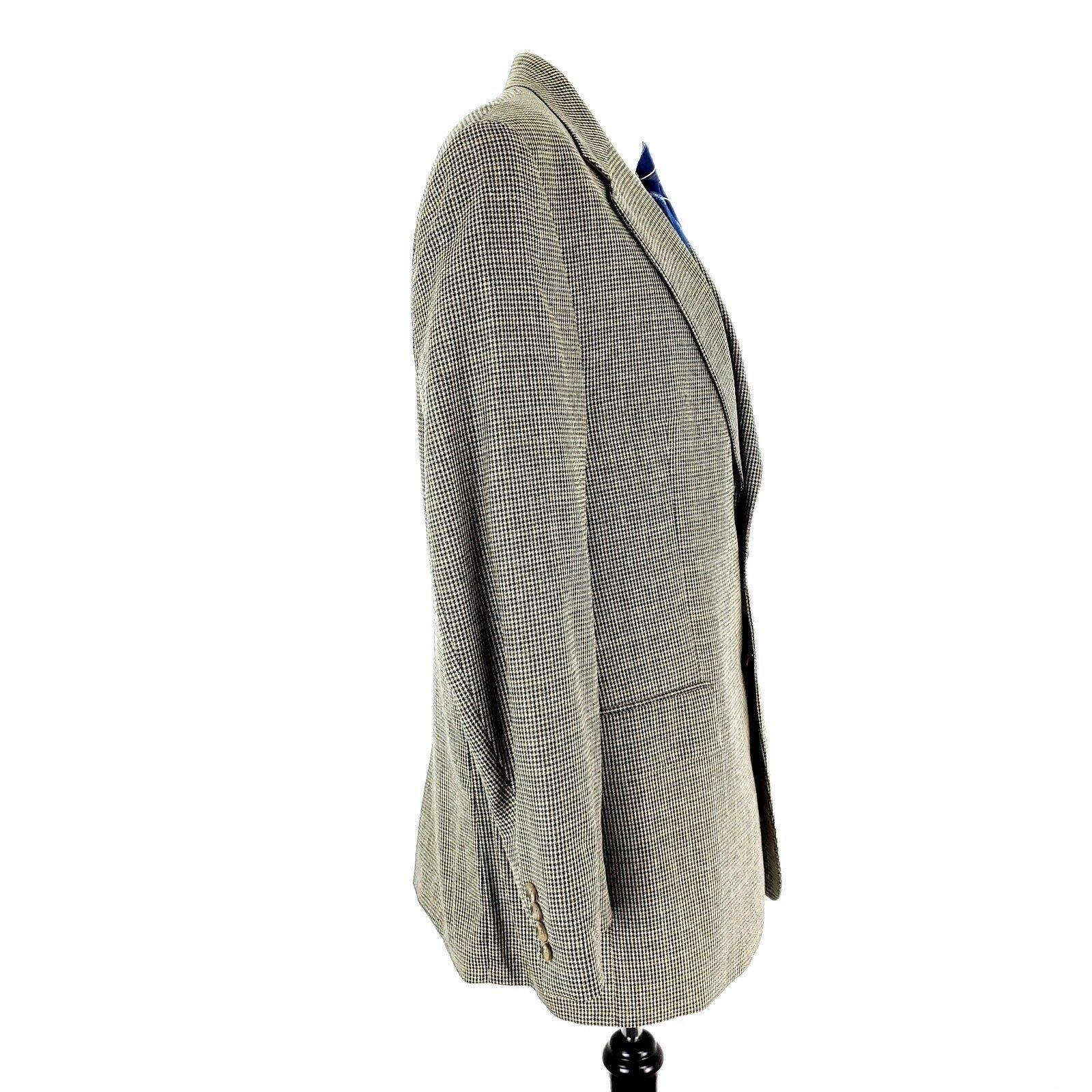 Ralph Lauren Chaps Ralph Lauren Wool Silk 2 Button Blazer 42L Tan Blue Ho Size 42L - 7 Thumbnail