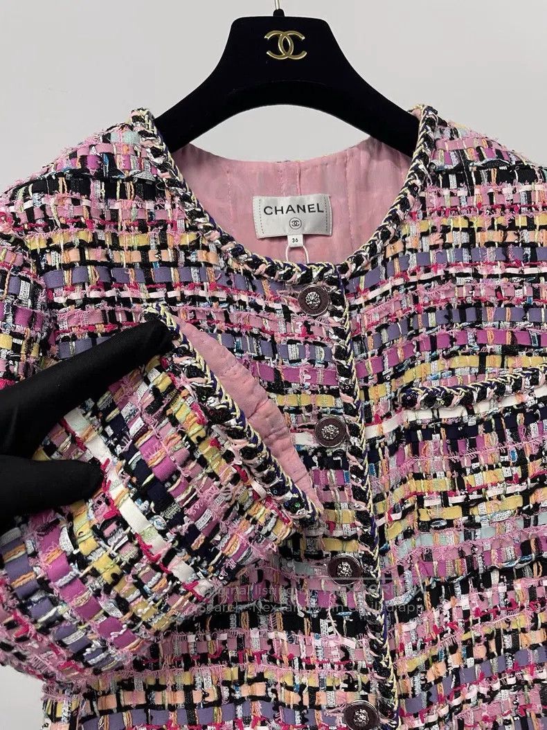 Chanel Chanel Pink-purple woven tweed coat Size XS / US 0-2 / IT 36-38 - 6 Thumbnail