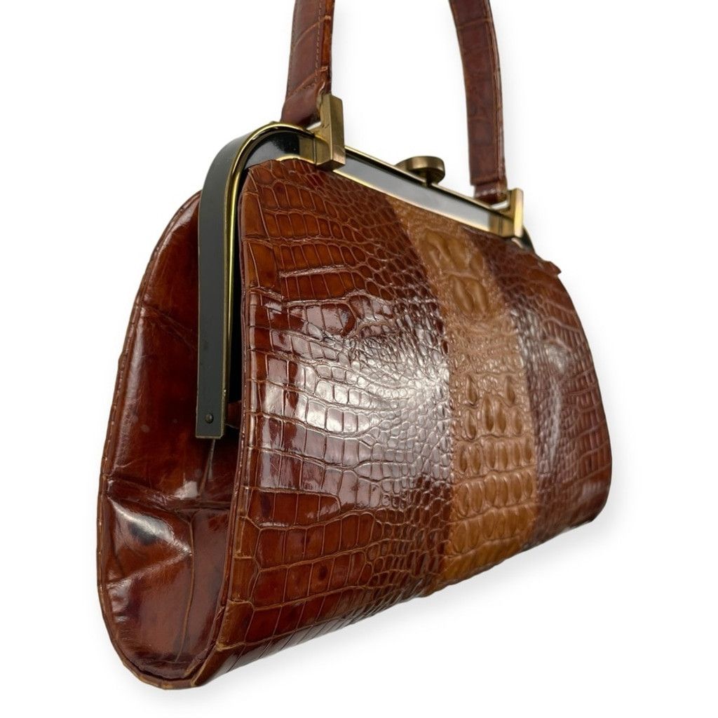 Vintage Genuine Crocodile Leather Hornback Skin Top Handle Bag (VTG) Size ONE SIZE - 4 Thumbnail