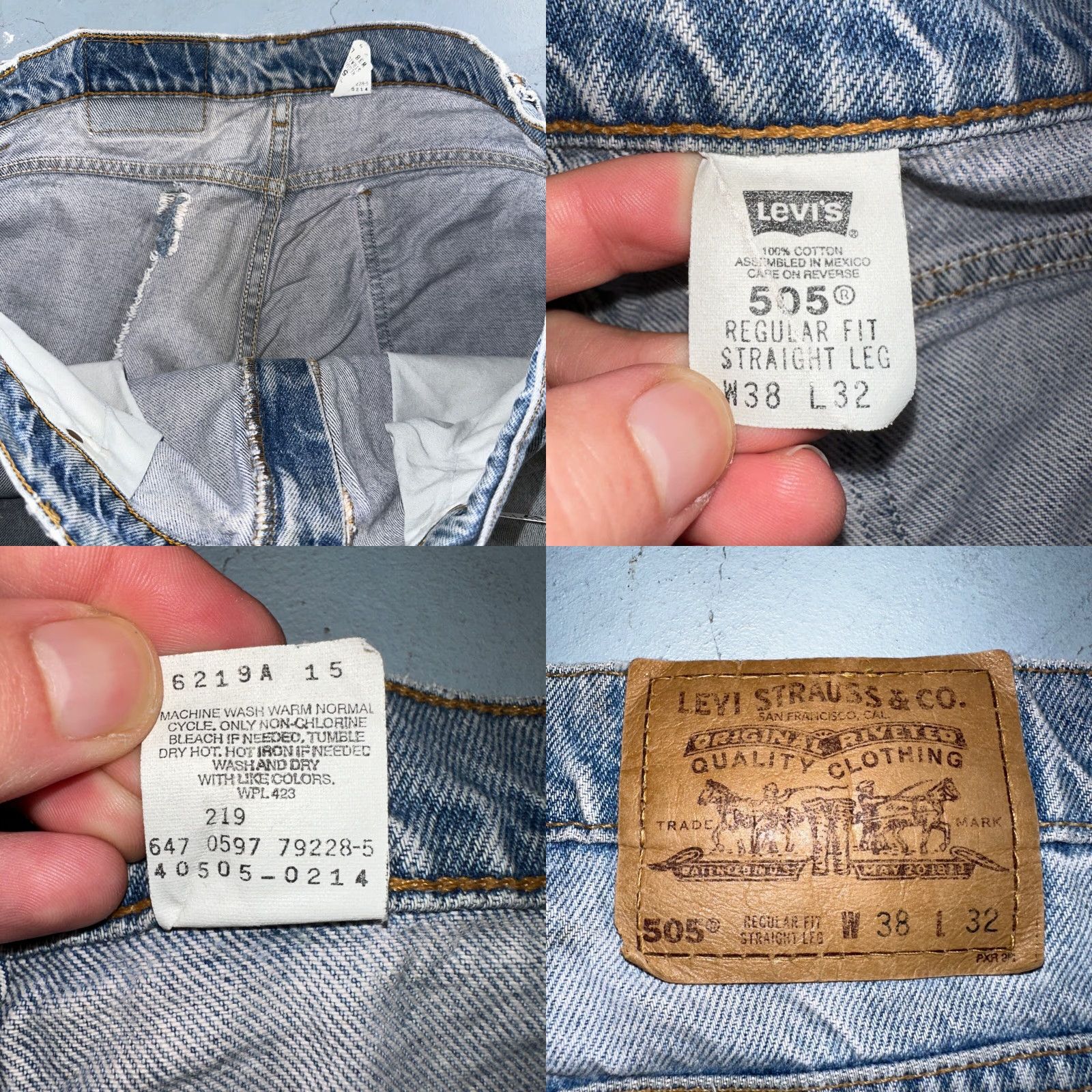 Levi's VINTAGE Levi's 505 Jeans Main Selling Point Levi's 505 Denim Jeans Men 38x32 Blue Light Wash 90s Orange Tab 36x30 True Fit Straight 505 Theme: 90s Size US 38 / EU 54 - 9 Thumbnail