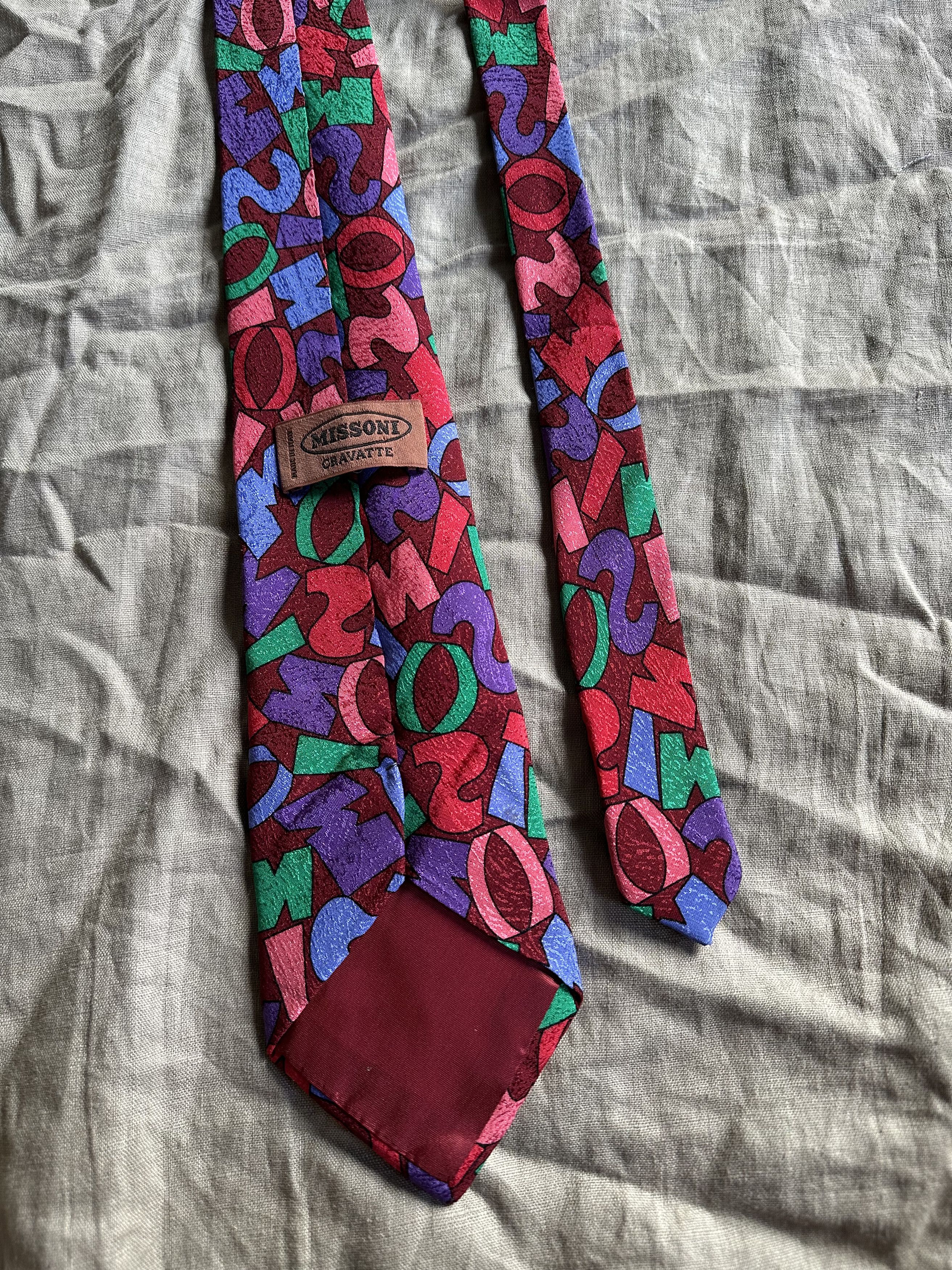 Missoni Missoni Vintage Monogram Logo Pattern Silk Tie 7654AC Size ONE SIZE - 1 Thumbnail