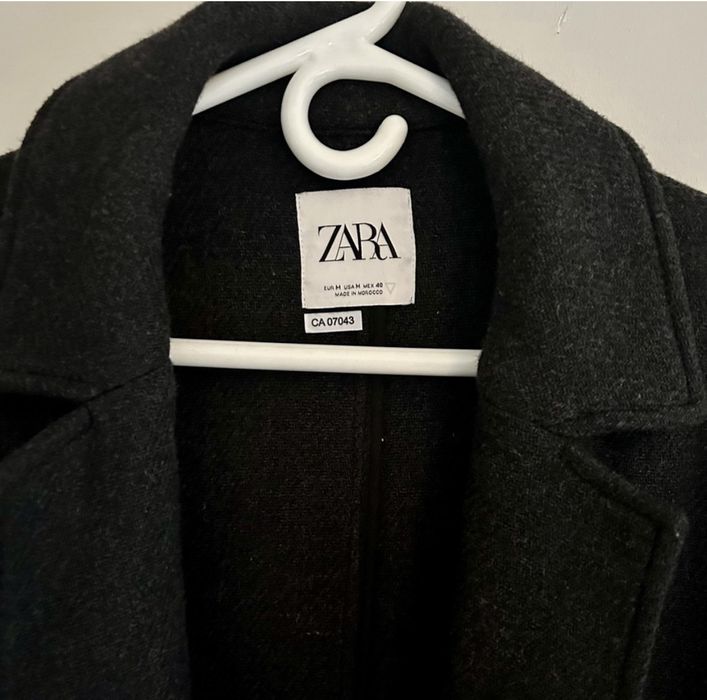 Zara Zara Mens long Dark Grey Peacoat Grailed