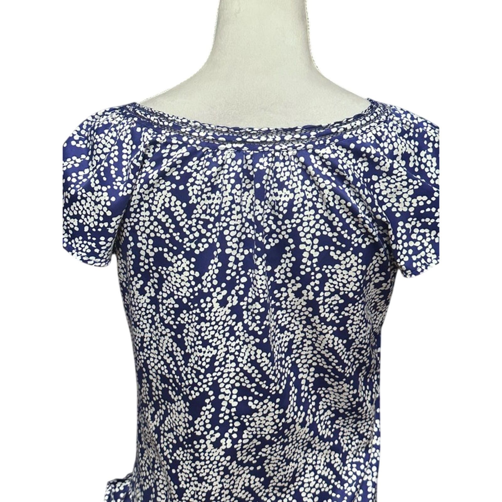 Banana Republic Banana Republic Blouse Short Sleeves Side Tie Blue White XS Size XS / US 0-2 / IT 36-38 - 6 Thumbnail