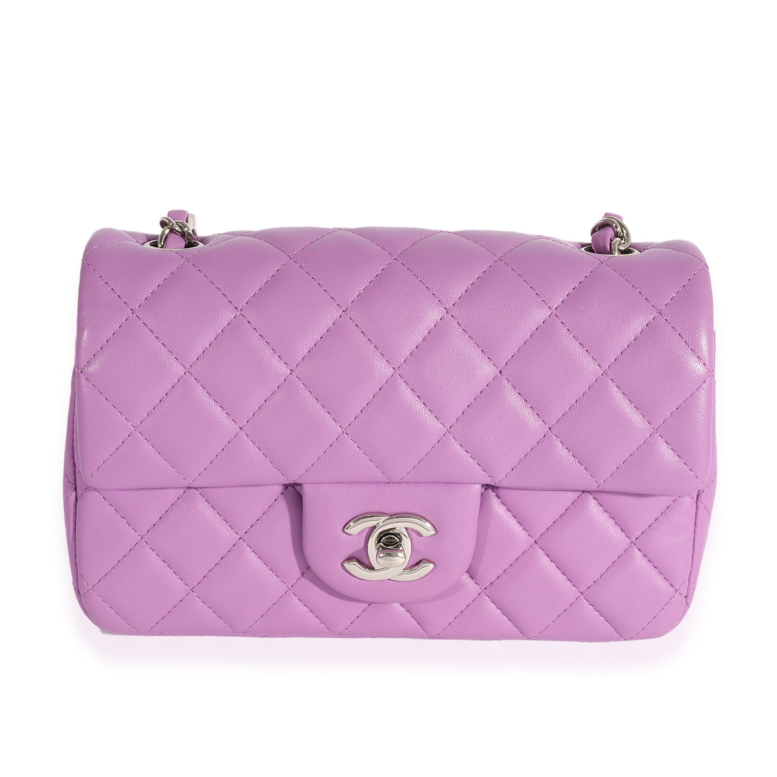 image of Chanel Purple Quilted Lambskin Mini Rectangular Classic Flap Bag, Women's