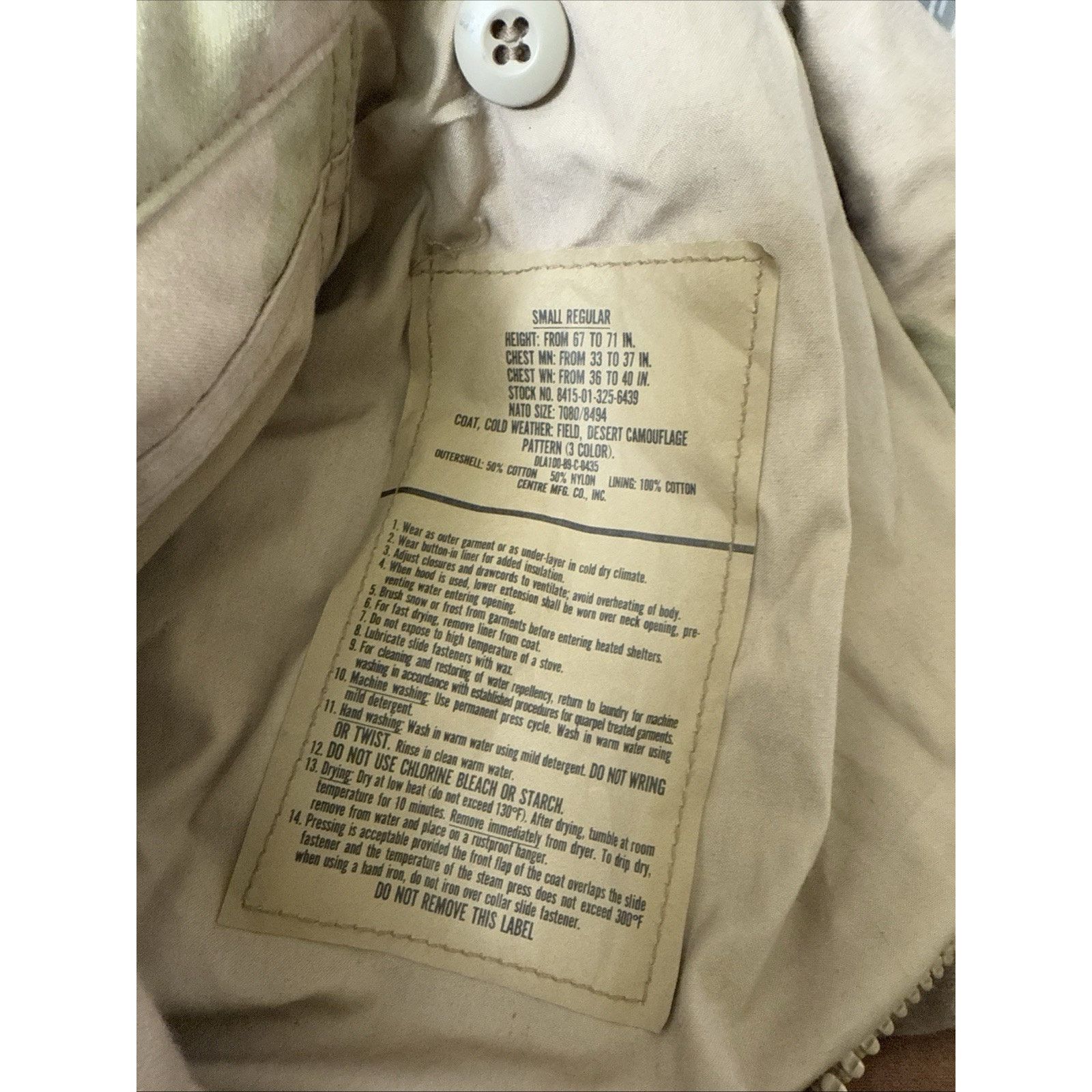 Other US ARMY Centre Desert Camo Cold Weather Field Coat/Jacket Size US S / EU 44-46 / 1 - 7 Thumbnail