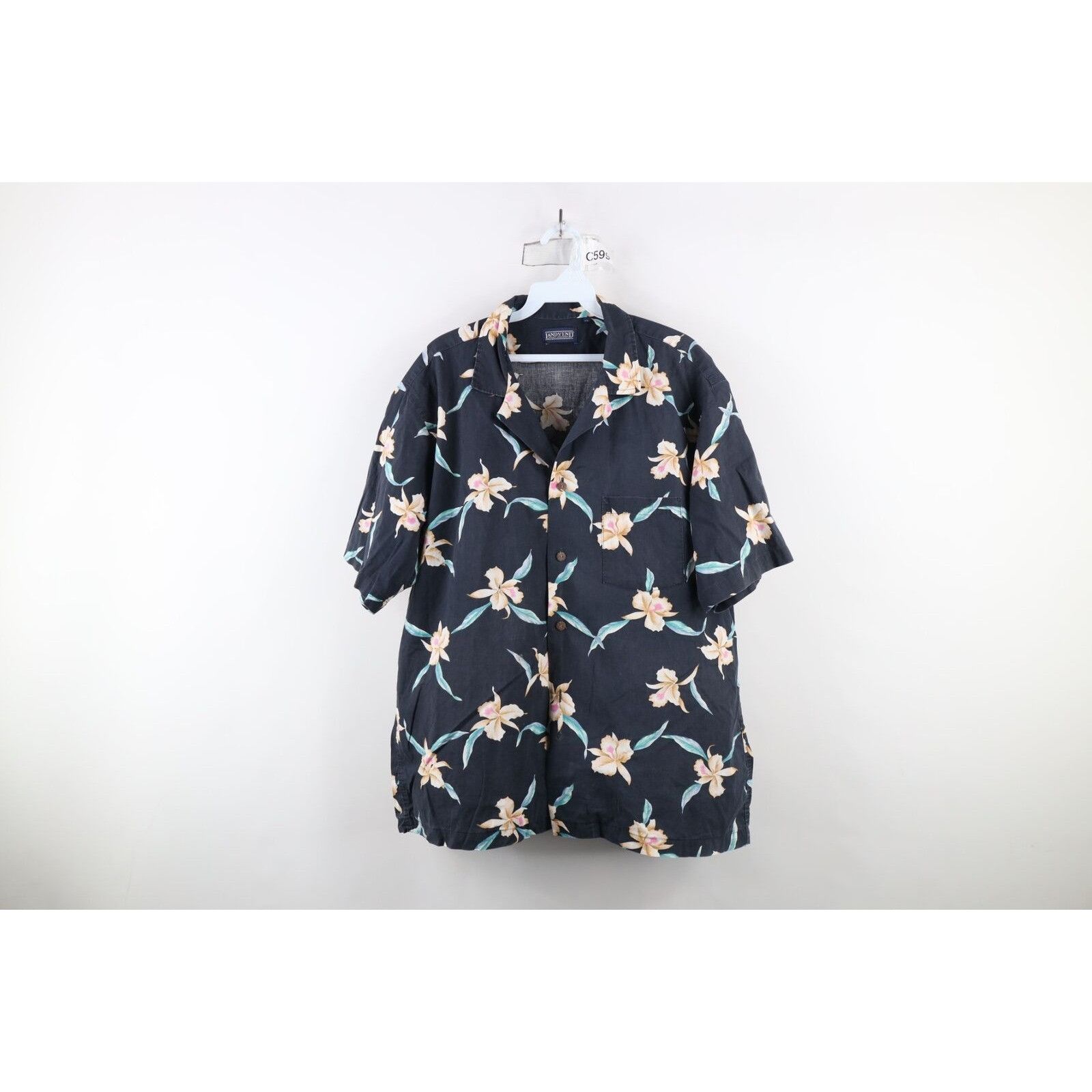 Lands' End × Vintage Vintage 90s Lands End Flower Camp Hawaiian Button Shirt Size US XL / EU 56 / 4 - 1 Thumbnail