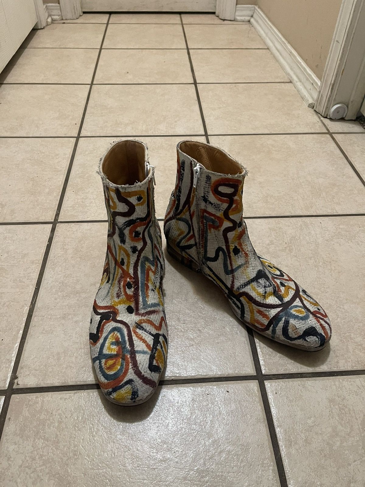 Maison Margiela Maison Margiela A/W 2015 Painted Artisanal Zip Boots Size 43 Size US 10.5 / EU 43-44 - 2 Thumbnail