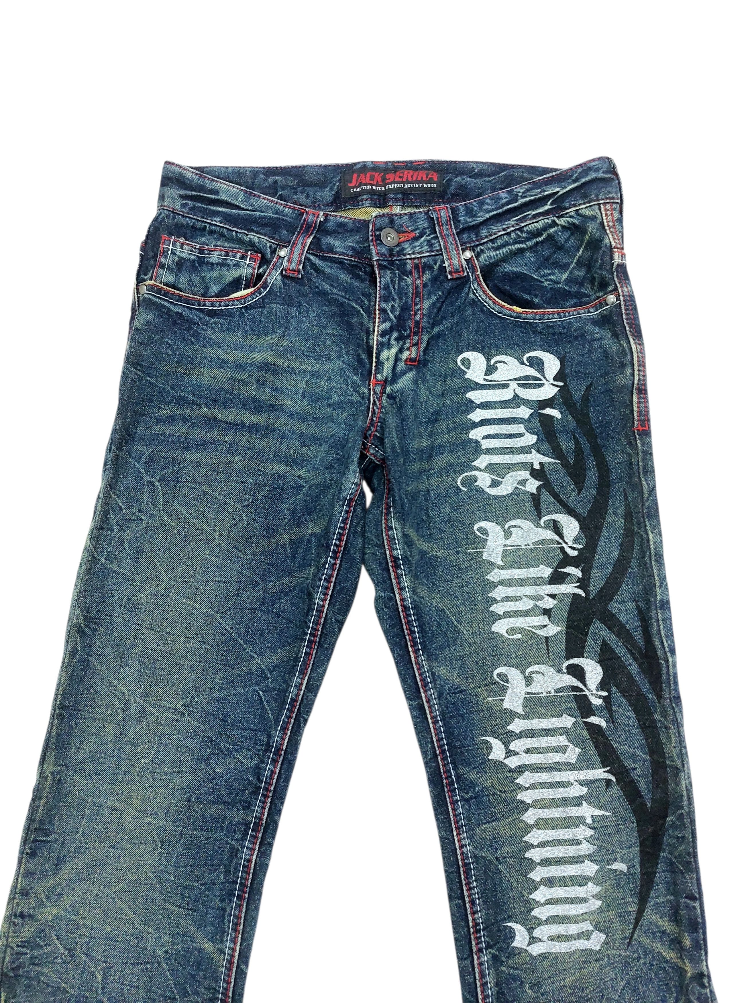 Vintage Jack Serika Japan Riots Like Lightning Tattoes Jeans Size US 30 / EU 46 - 4 Thumbnail