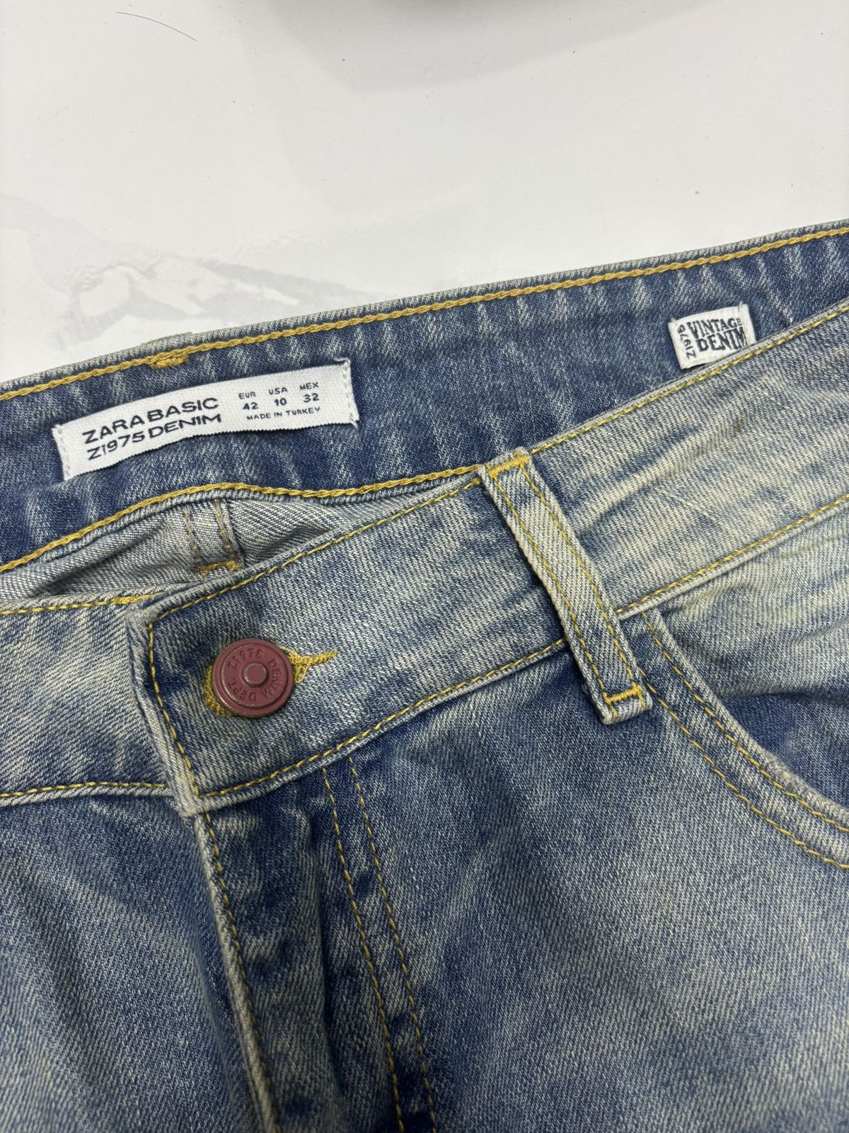 If Six Was Nine VINTAGE DISTRESSED DENIM ZARA BAGGY WIDE JEANS Size US 34 / EU 50 - 10 Thumbnail