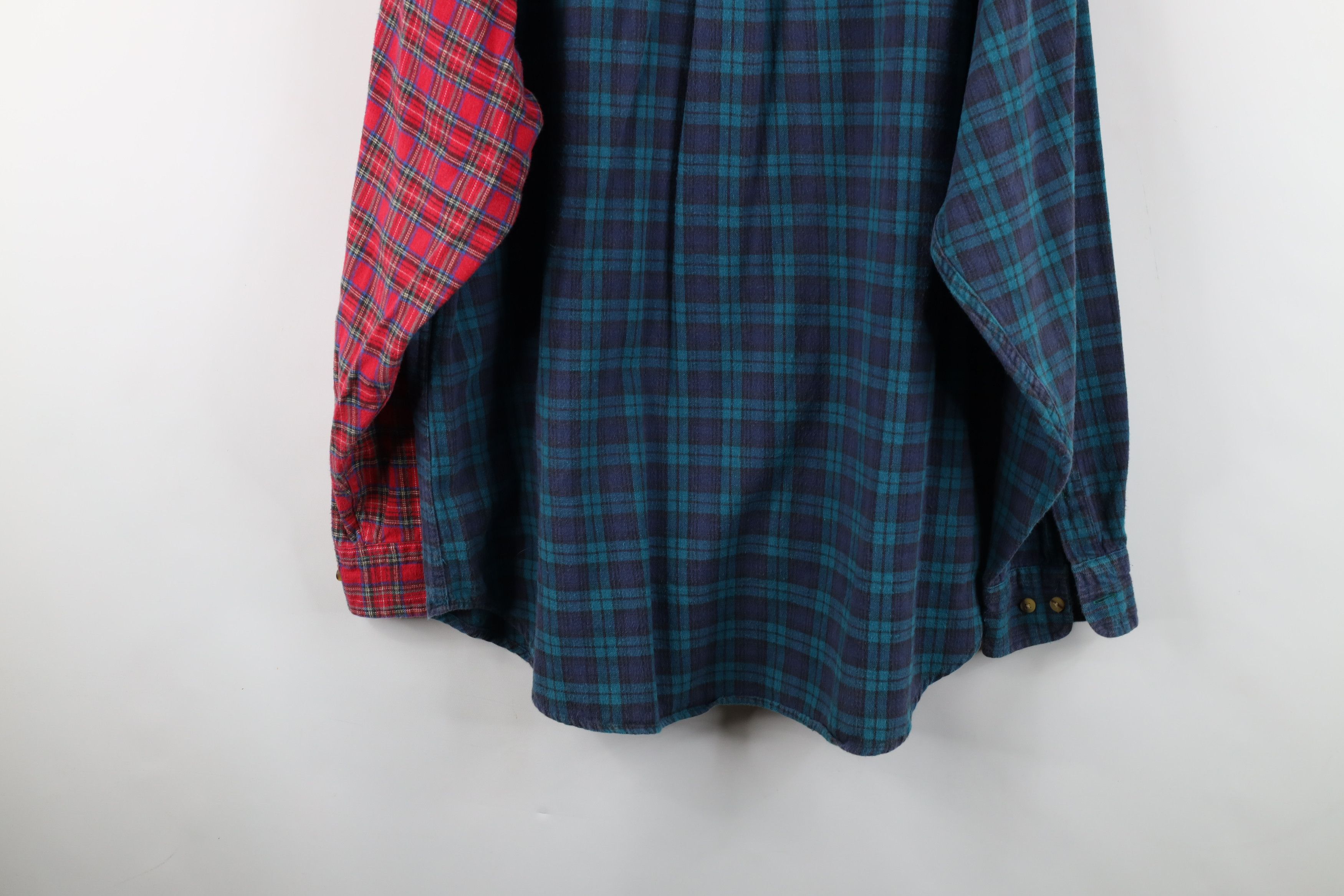 Vintage Vintage 90s Streetwear Cut and Sew Flannel Button Down Shirt Size US XL / EU 56 / 4 - 11 Thumbnail