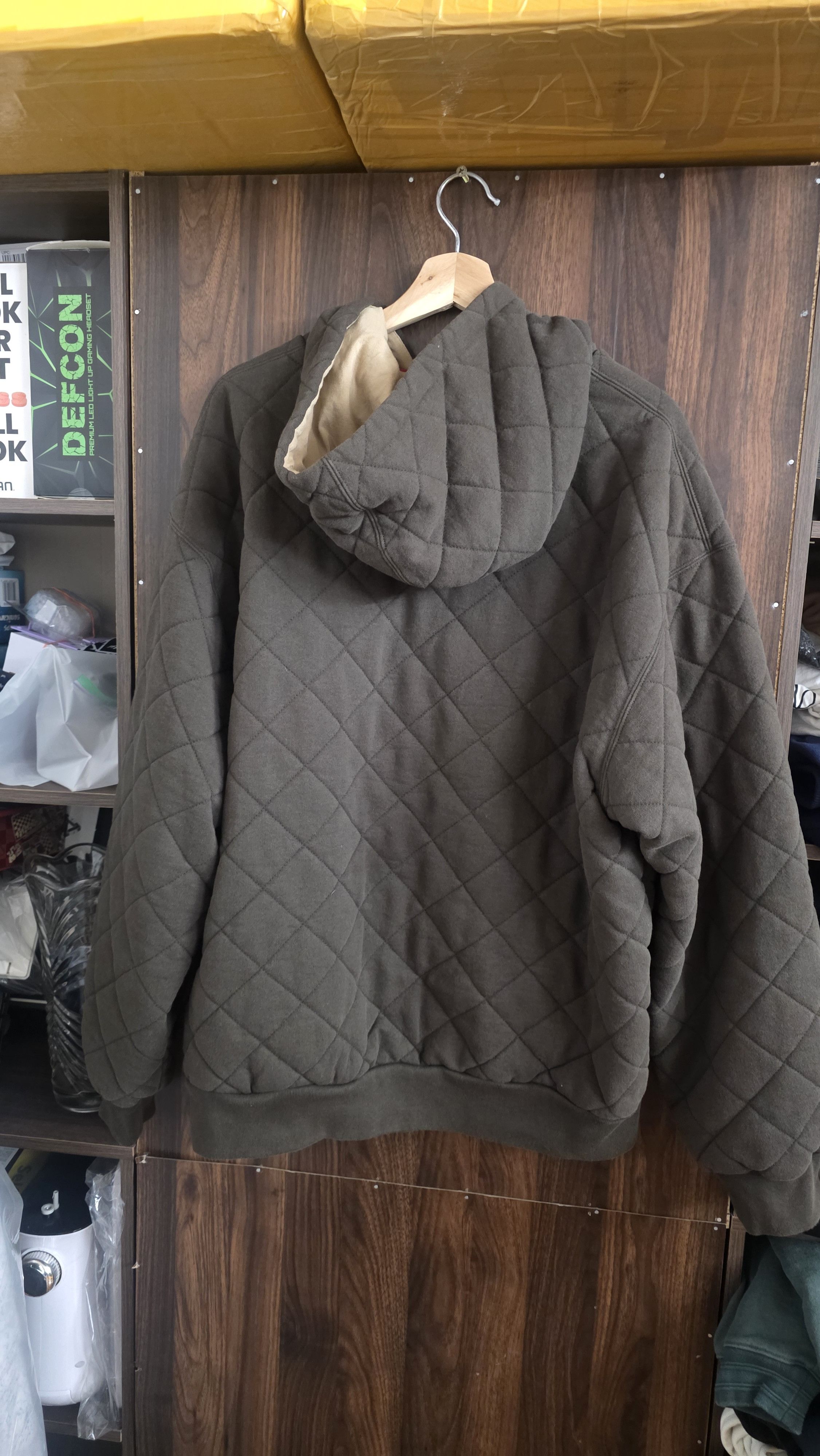 Supreme Supreme Quilted Zip Up Hooded Sweatshirt 'Dark Brown' Size US XL / EU 56 / 4 - 3 Thumbnail