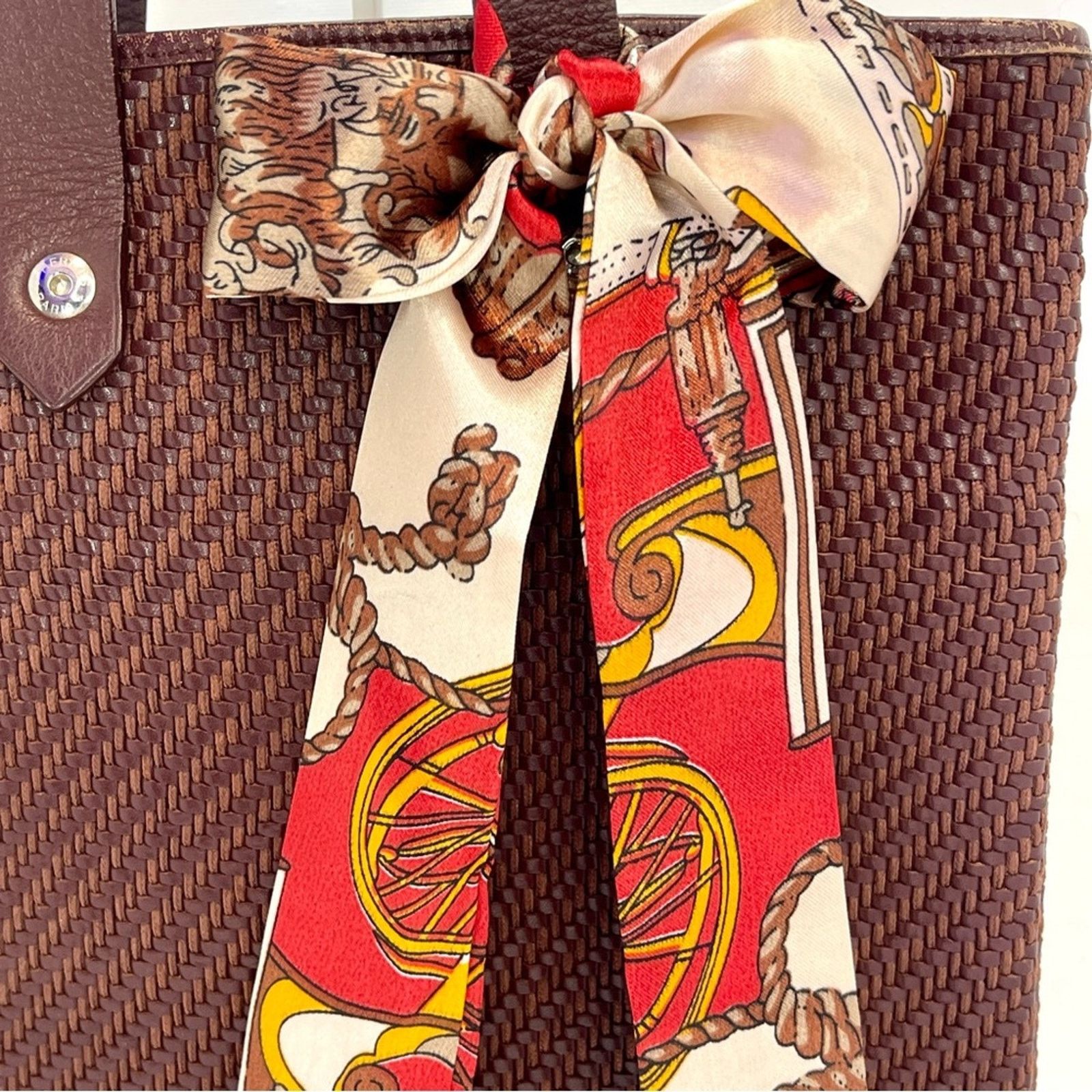 Hermes Hermés Ahmedebad Woven Leather Tote in Burnt Sienna Size ONE SIZE - 4 Thumbnail