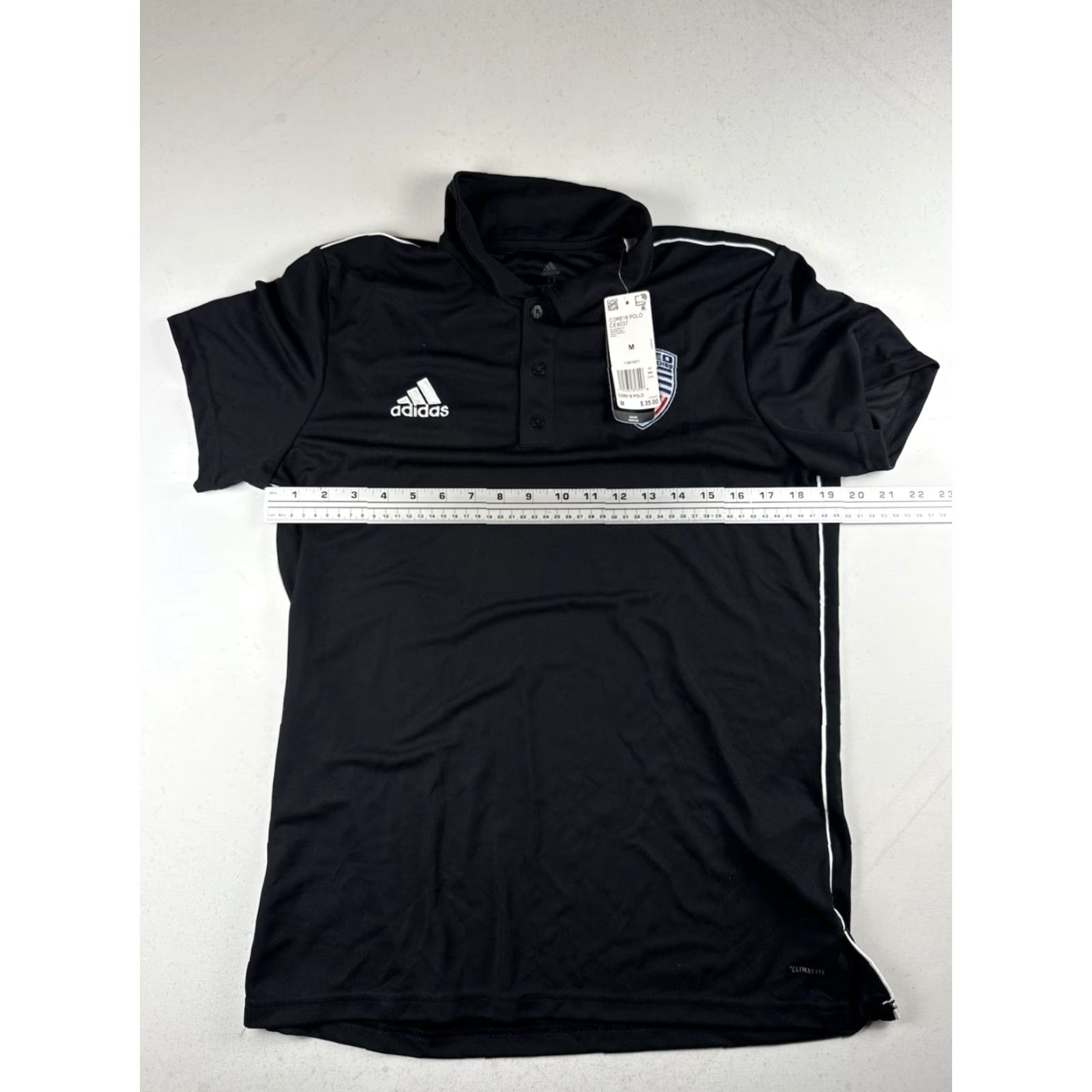 Adidas adidas Shirt Mens XL Black Climalite Soccer Jersey Short Sleeve Crew Neck Moisture Wicking Size US XL / EU 56 / 4 - 5 Thumbnail