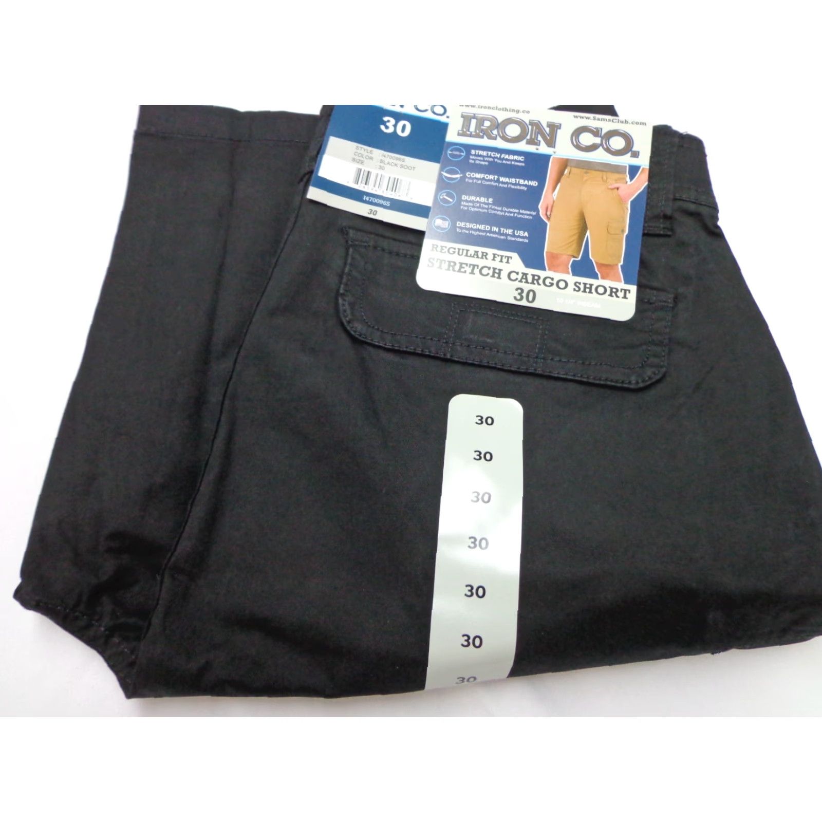 CO Iron Co Cargo Shorts Regular Fit Cotton Blend Black Soot Size 30 Stretch Men's Casual Workwear Travel Modern Cargo Short Size US 30 / EU 46 - 2 Thumbnail