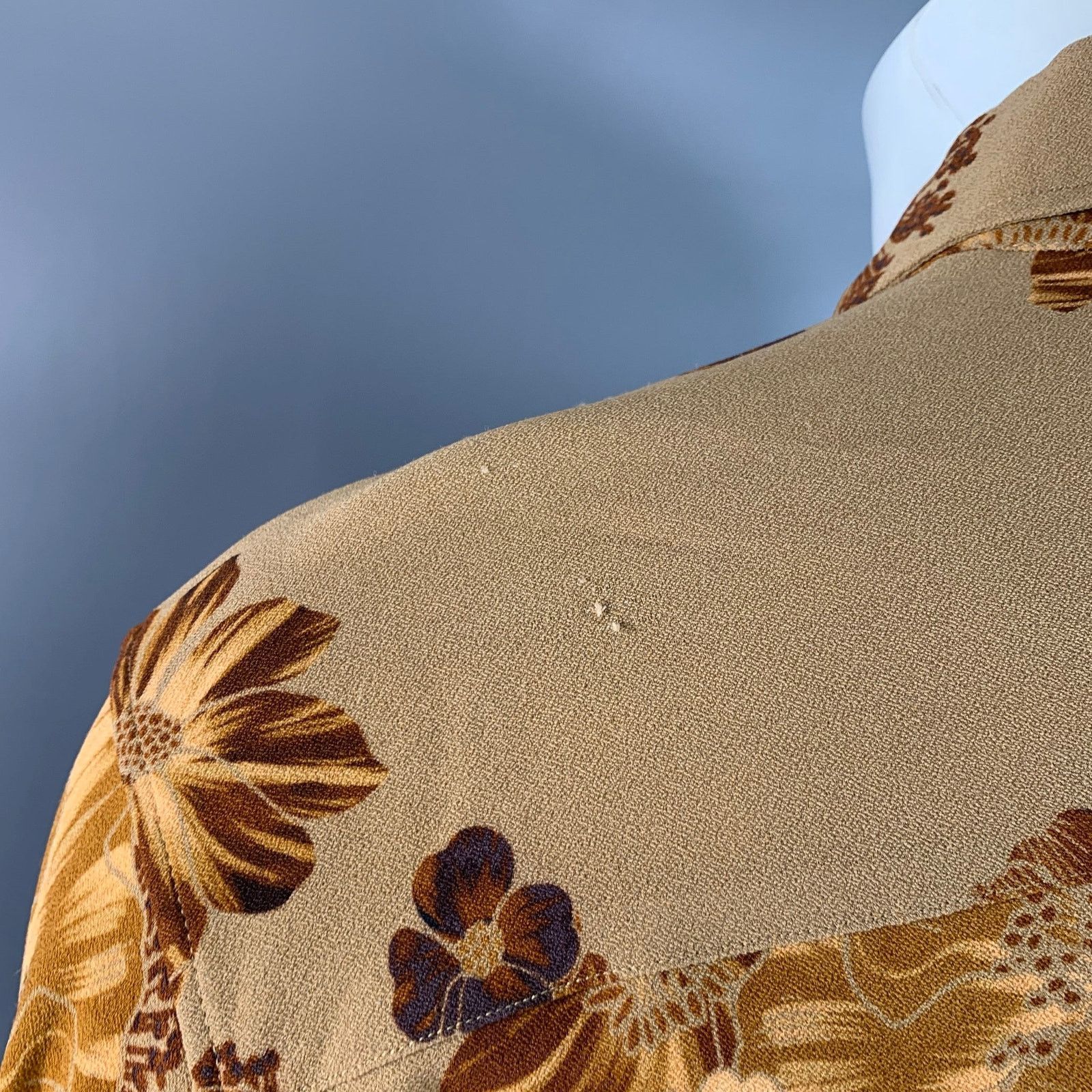 AMI Brown Tan Floral One Pocket Oversized Long Sleeve Shirt Size US M / EU 48-50 / 2 - 4 Thumbnail