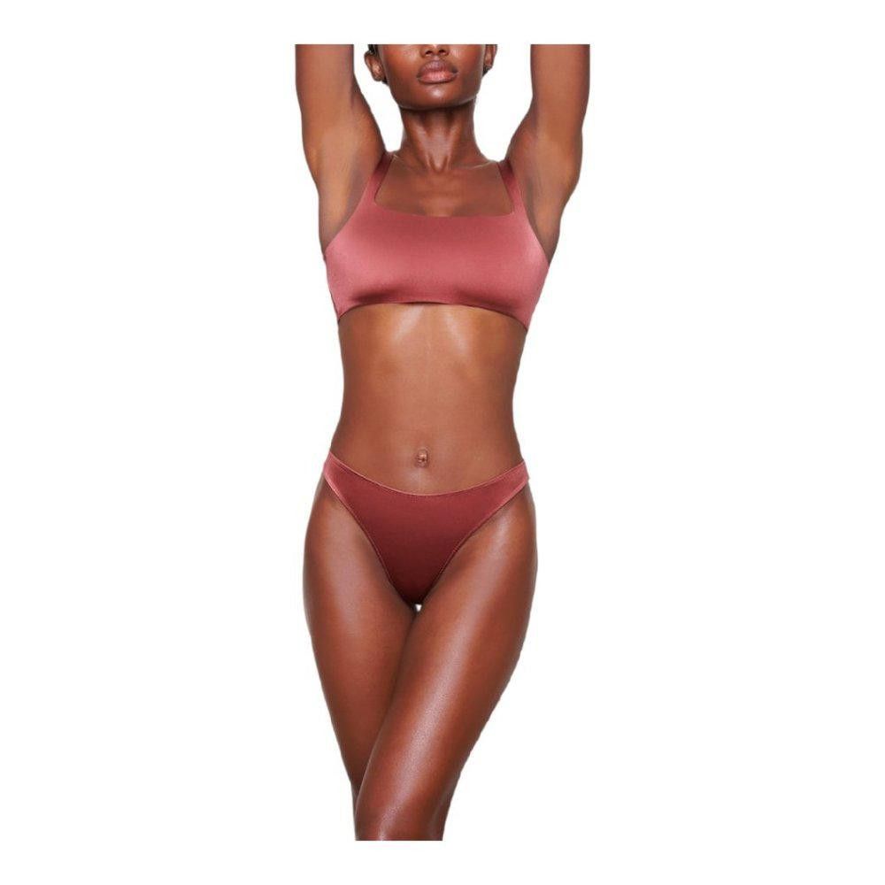 Designer CT1463 SKIMS STRETCH SATIN BIKINI BERRY XXS Size ONE SIZE - 2 Thumbnail