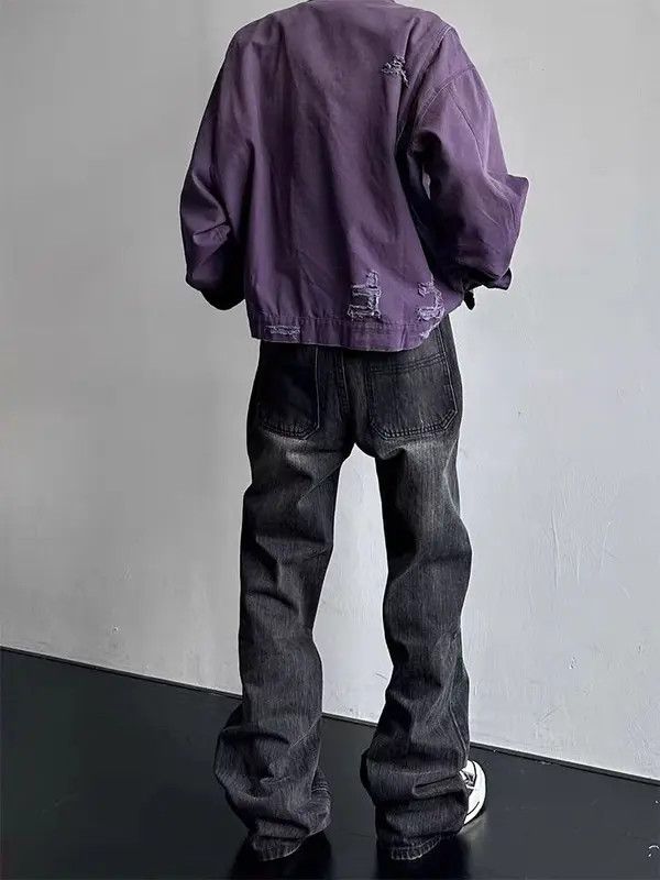Japanese Brand Vintage Street Washed Loose Casual Micro Flare Black Jeans Size US 32 / EU 48 - 4 Thumbnail