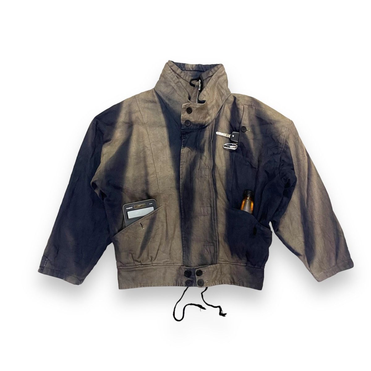 image of 20471120 x Beauty Beast Japanese Tie Dye Button Up Full Zip Jacket in Black/Brown, Men's (Size XL)