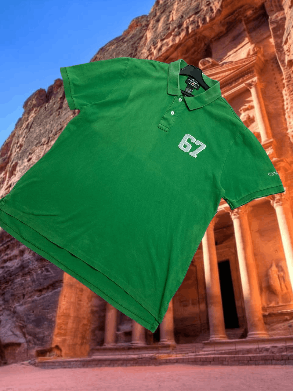 Polo Ralph Lauren green T-Shirt Polo Ralph Lauren polos #67 logo Y2K Vintage Size US XL / EU 56 / 4 - 1 Thumbnail