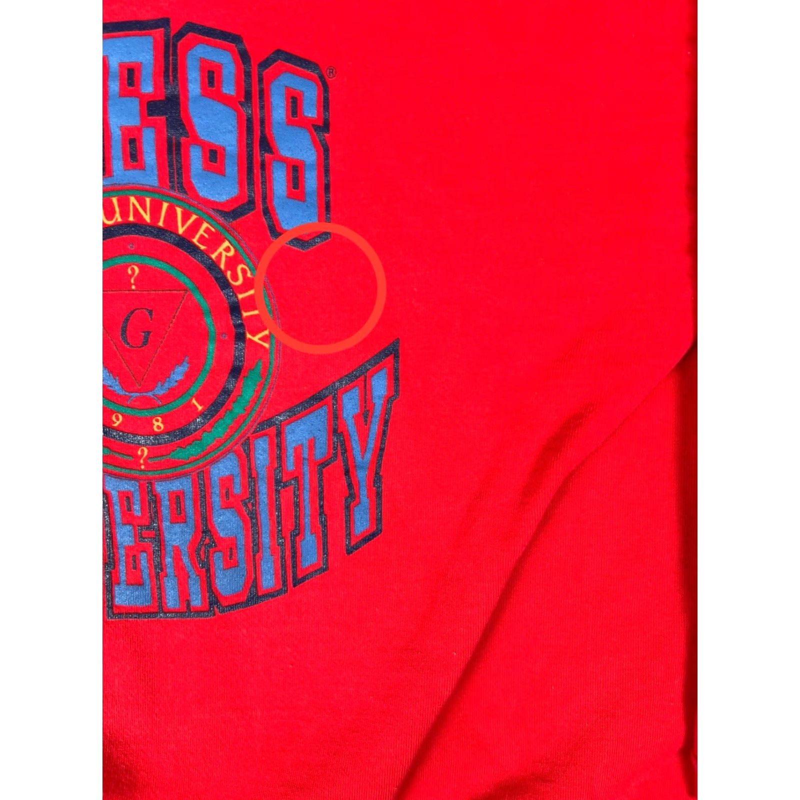 Guess VINTAGE GUESS Sweatshirt Crewneck Women’s M Red Cotton Logo 90s USA School Graphic Print Pullover Knits Size M / US 6-8 / IT 42-44 - 6 Thumbnail