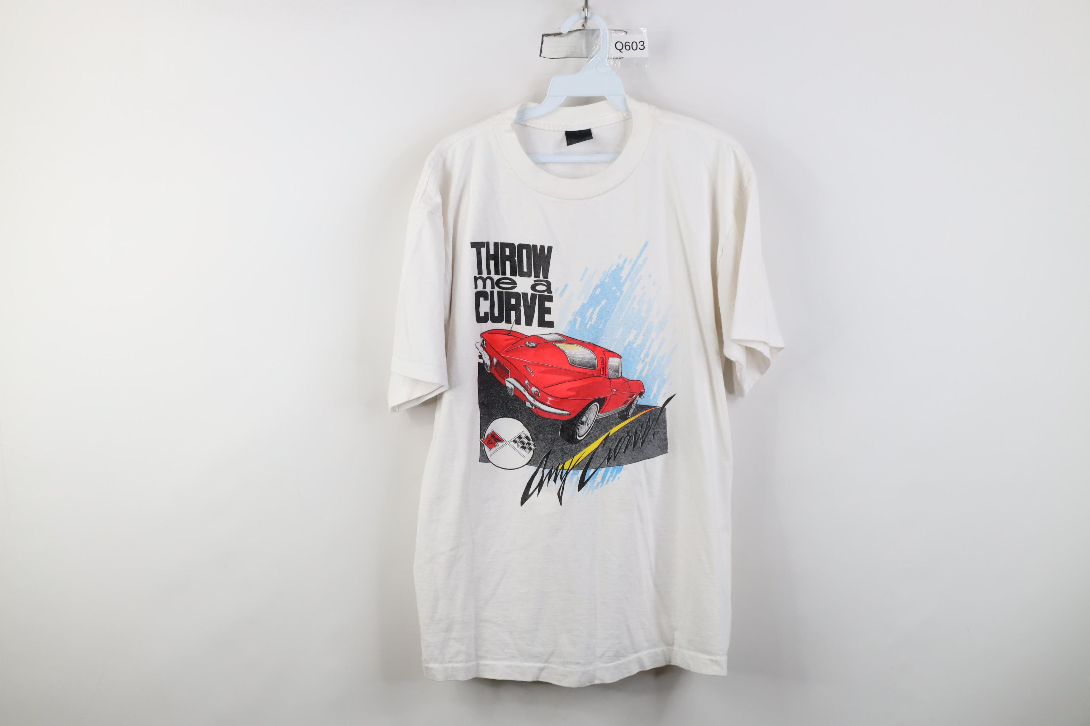 Vintage Vintage 90s Me A Curve Corvette Car Racing T-Shirt White USA Size US L / EU 52-54 / 3 - 1 Thumbnail