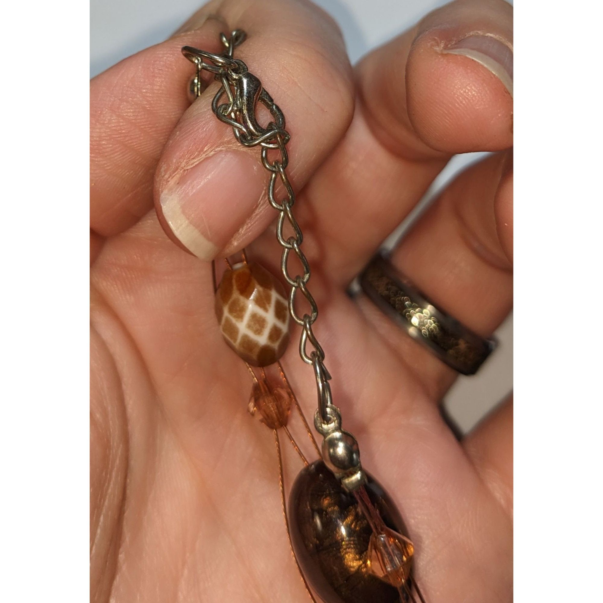 Other Bohemian Brown & Gold Beaded Necklace With Giraffe Print Bea Size ONE SIZE - 3 Thumbnail