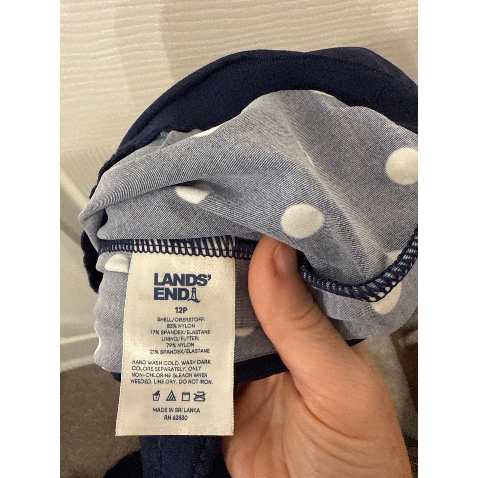 Lands' End NWOT Lands End Blouson Tankini Top Deep Sea Polka Dot,12P Size ONE SIZE - 6 Thumbnail