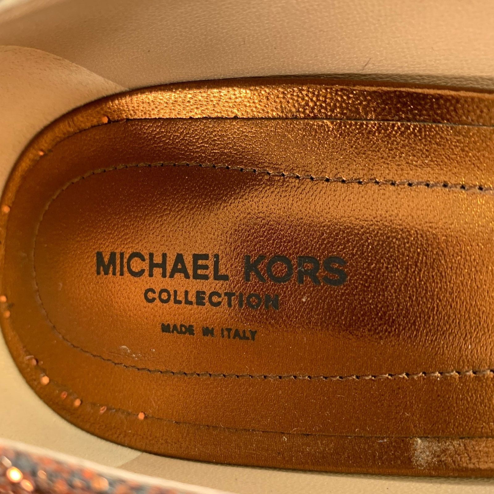 Michael Kors Size 9.5 Copper Glittered Leather Trim Stiletto Pumps Size US 9.5 / IT 39.5 - 7 Thumbnail