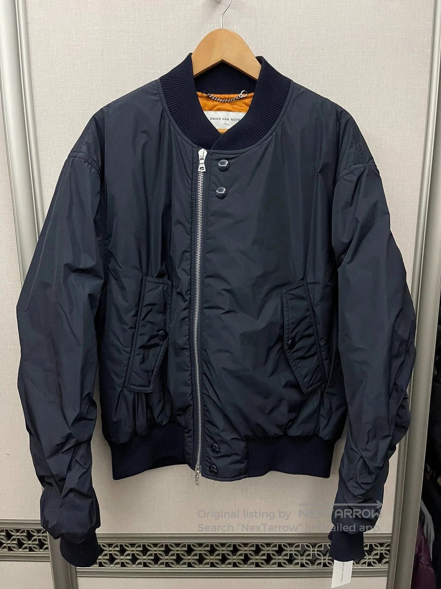 Dries Van Noten Blue Bomber Jacket with Zip and Button Closure. Size US L / EU 52-54 / 3 - 1 Thumbnail
