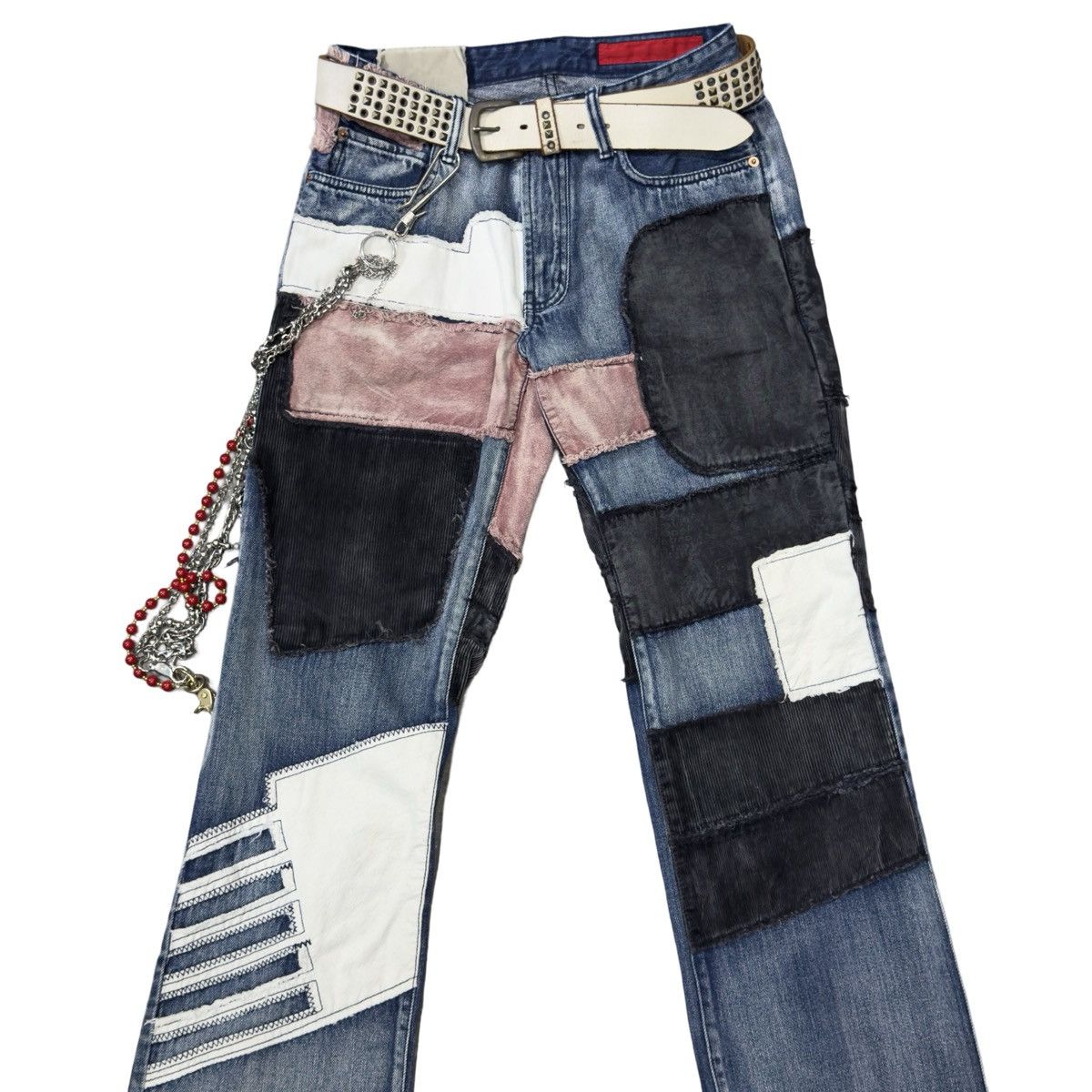 Japanese Brand Distressed Patchwork Denim Jeans Size US 32 / EU 48 - 2 Thumbnail