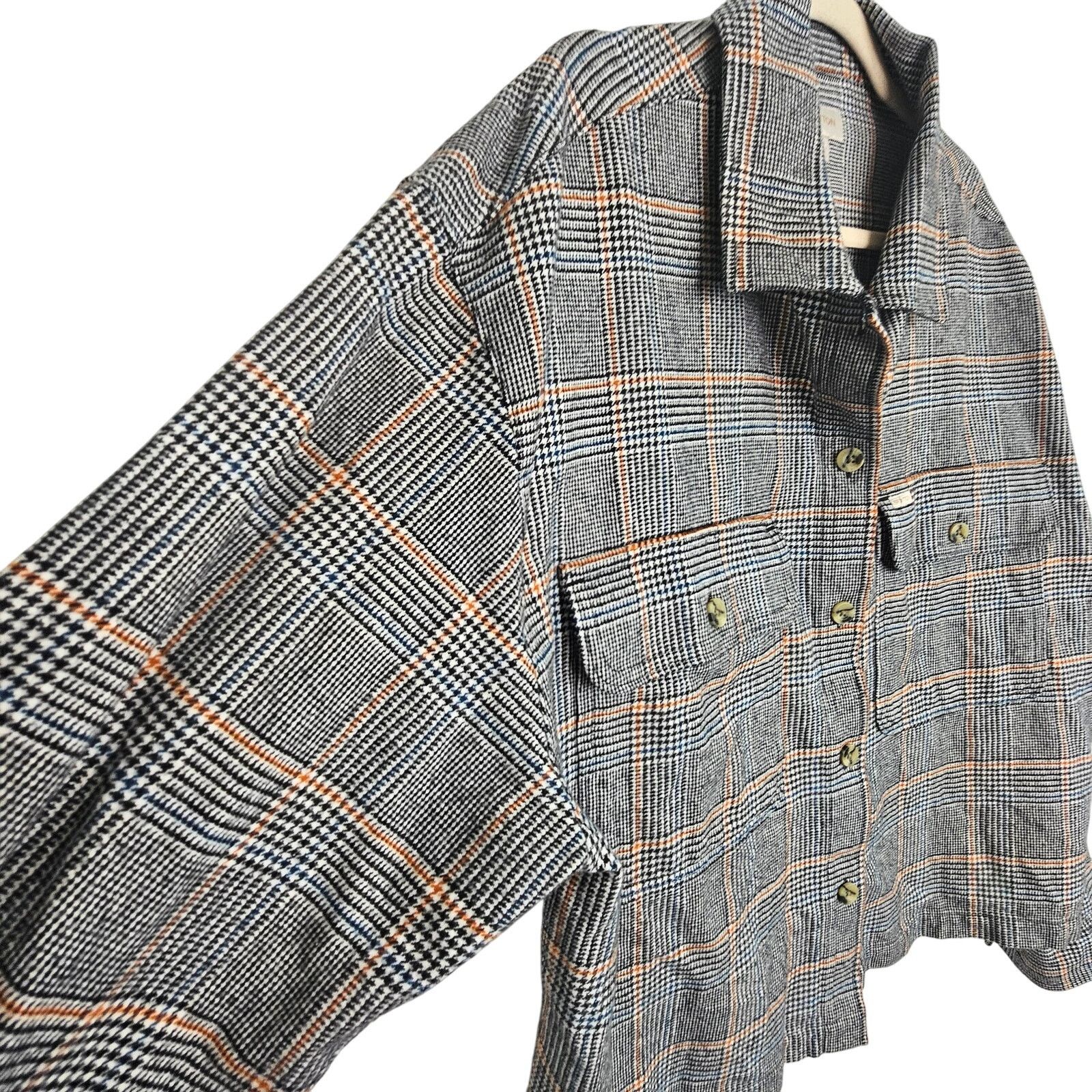 Brixton Brixton Womens Bowery Cropped Flannel Shacket Houndstooth XL Size XL / US 12-14 / IT 48-50 - 6 Thumbnail